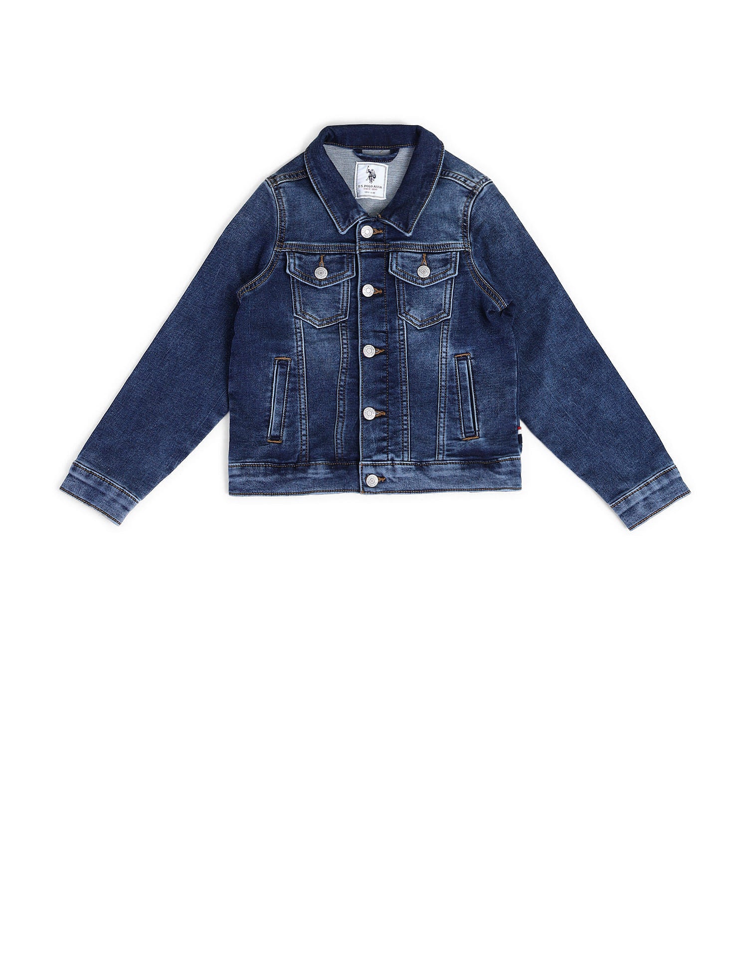 Boys Washed Denim Trucker Jacket Blue - U.S. POLO ASSN. | Large