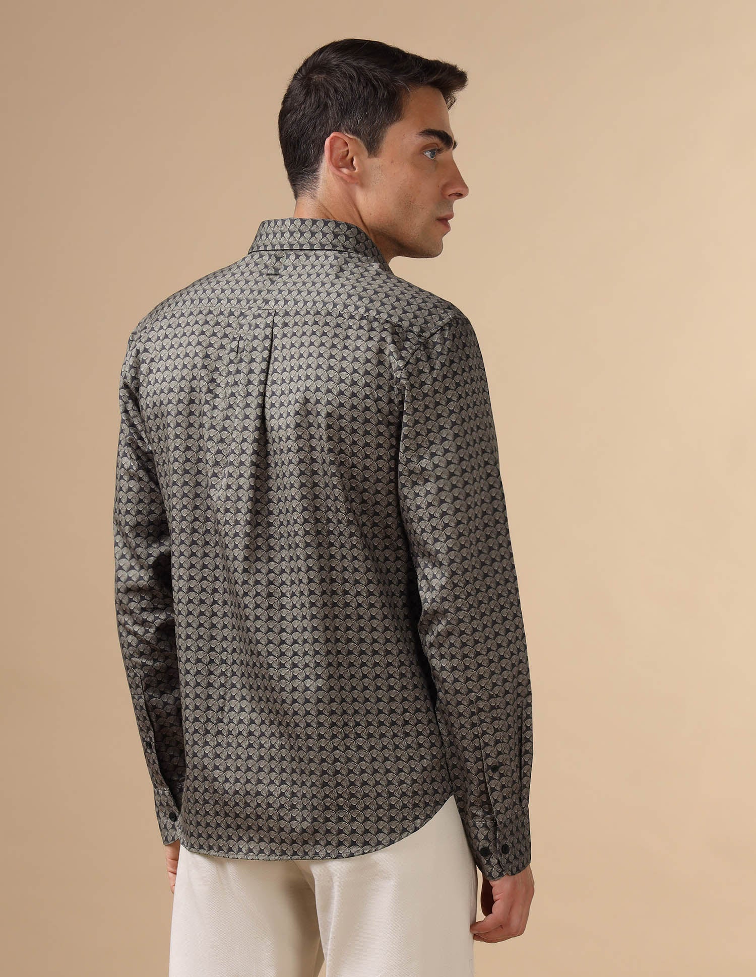 All Over Printed Pure Cotton Shirt Brown - U.S. POLO ASSN. | Large