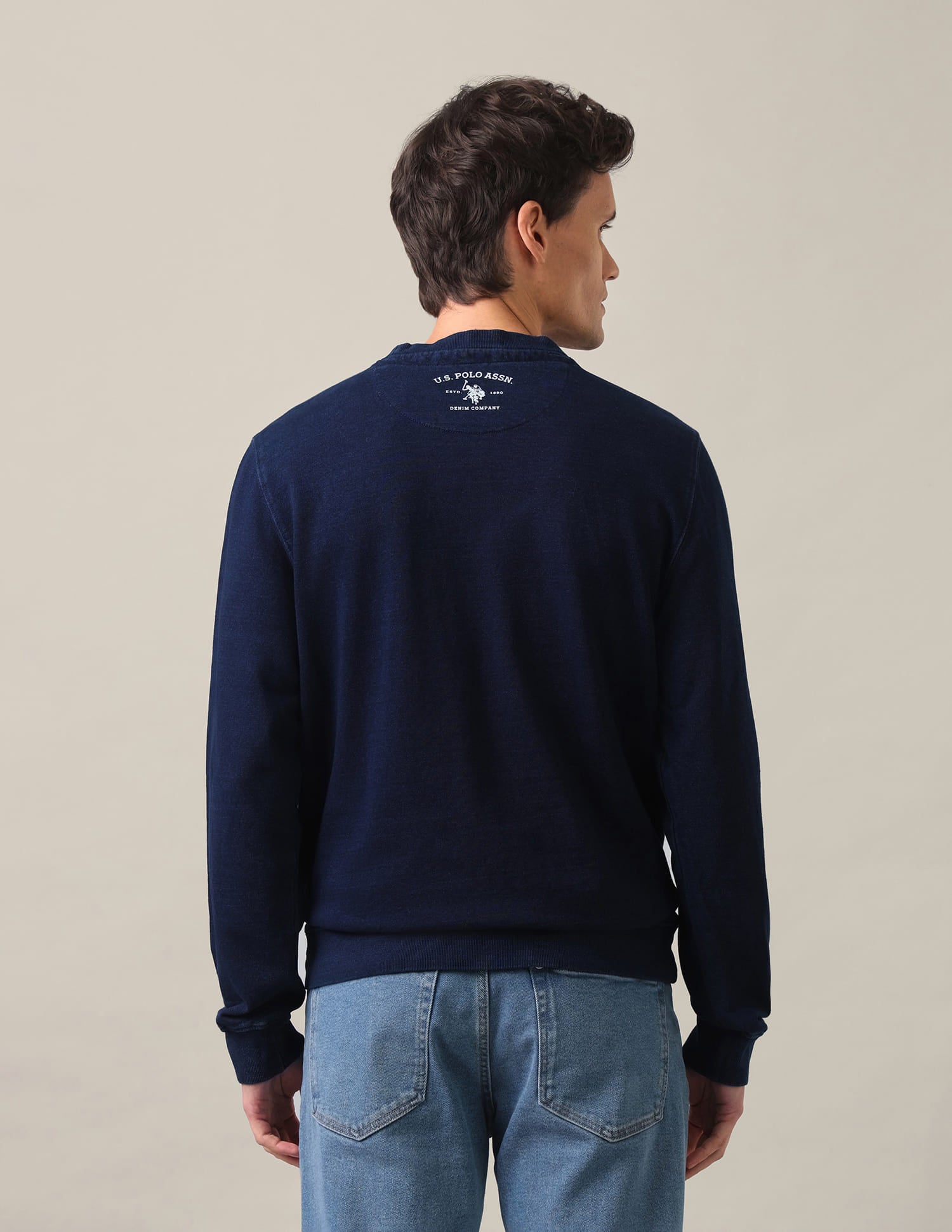 Brand Print Pure Cotton Sweatshirt Navy - U.S. Polo Assn. India | Large