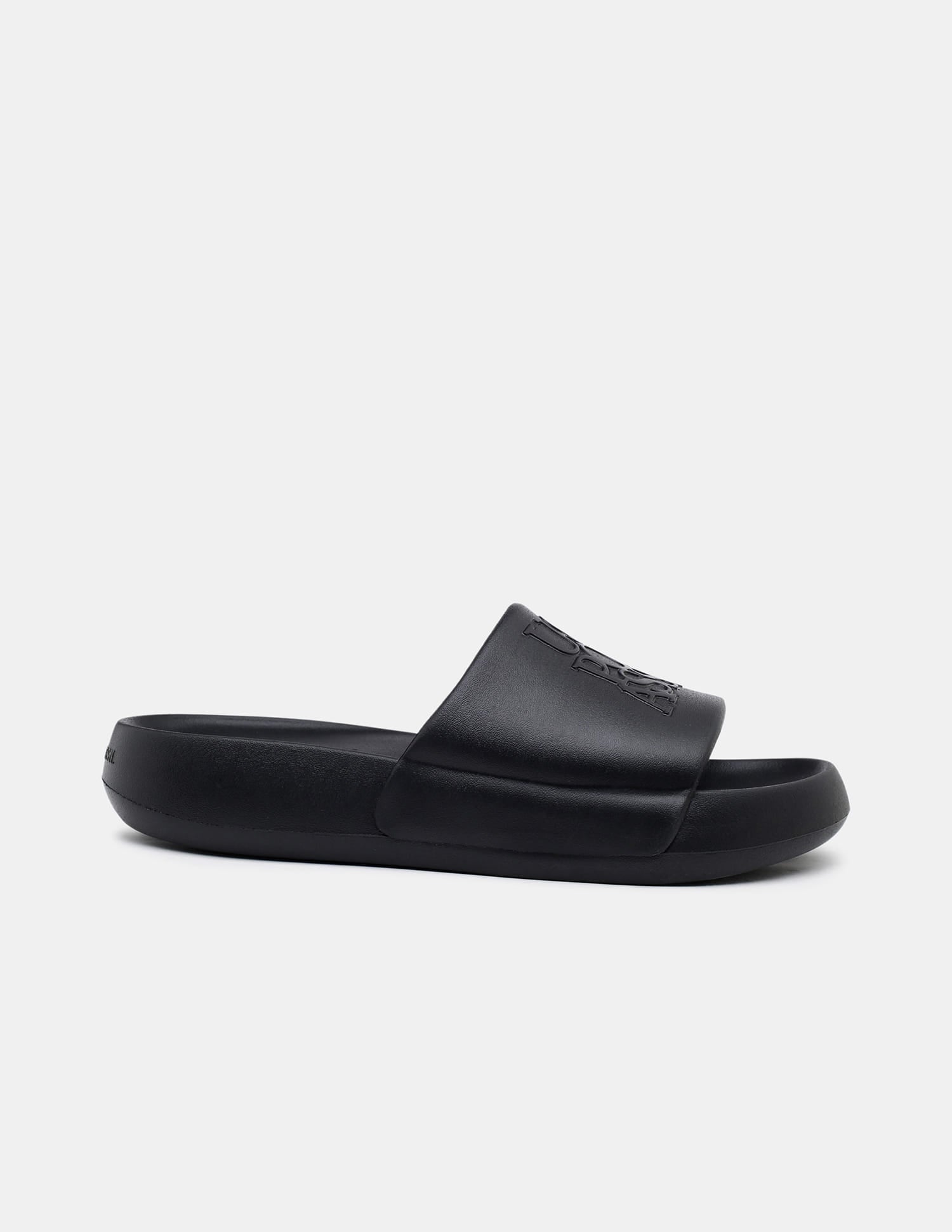 Brand Embossed Luna Sliders Black - U.S. Polo Assn. India | Large