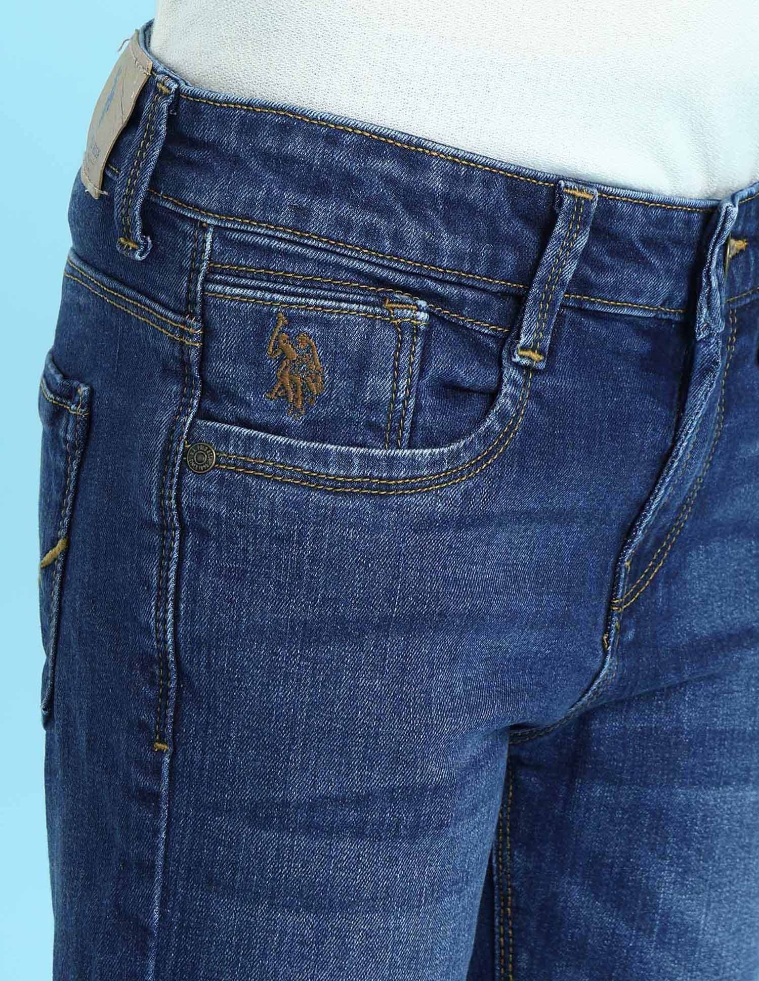 Boys Blue Slim Fit Stone Wash Jeans Blue - U.S. POLO ASSN. | Large
