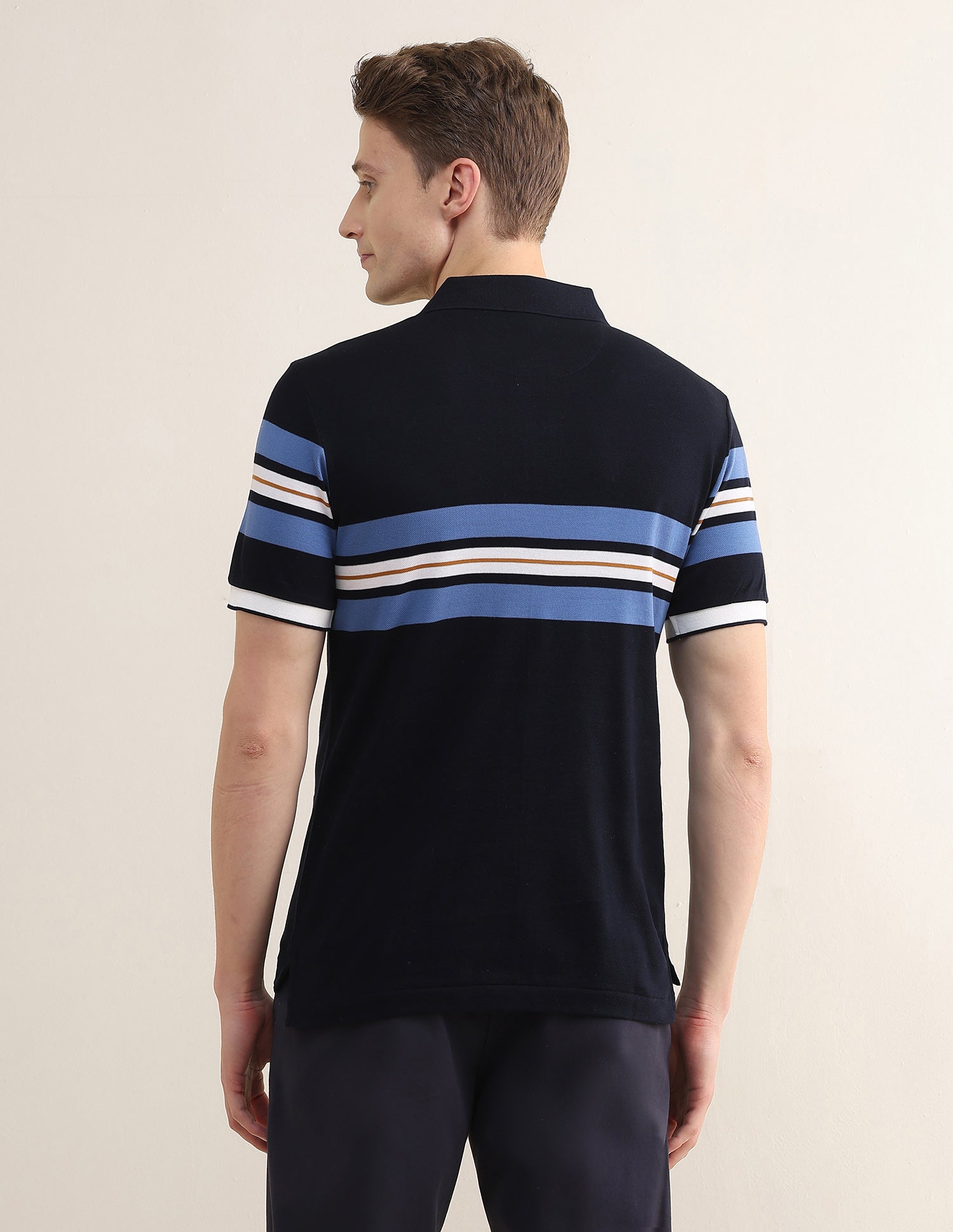 Horizontal Striped Slim Fit Polo Shirt Navy - U.S. Polo Assn. India | Large