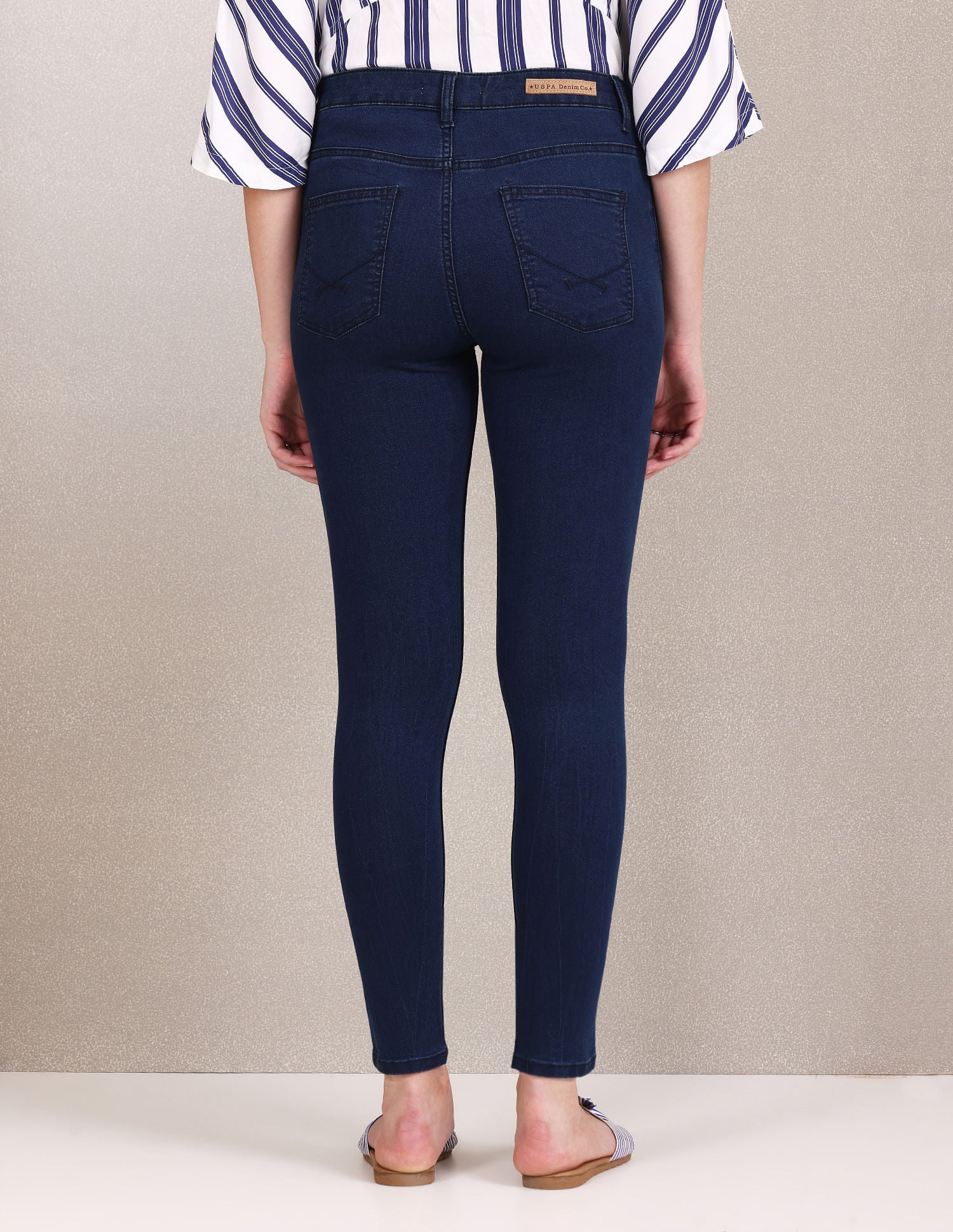 High Rise Stone Wash Jeans Dark Blue - U.S. POLO ASSN. | Large