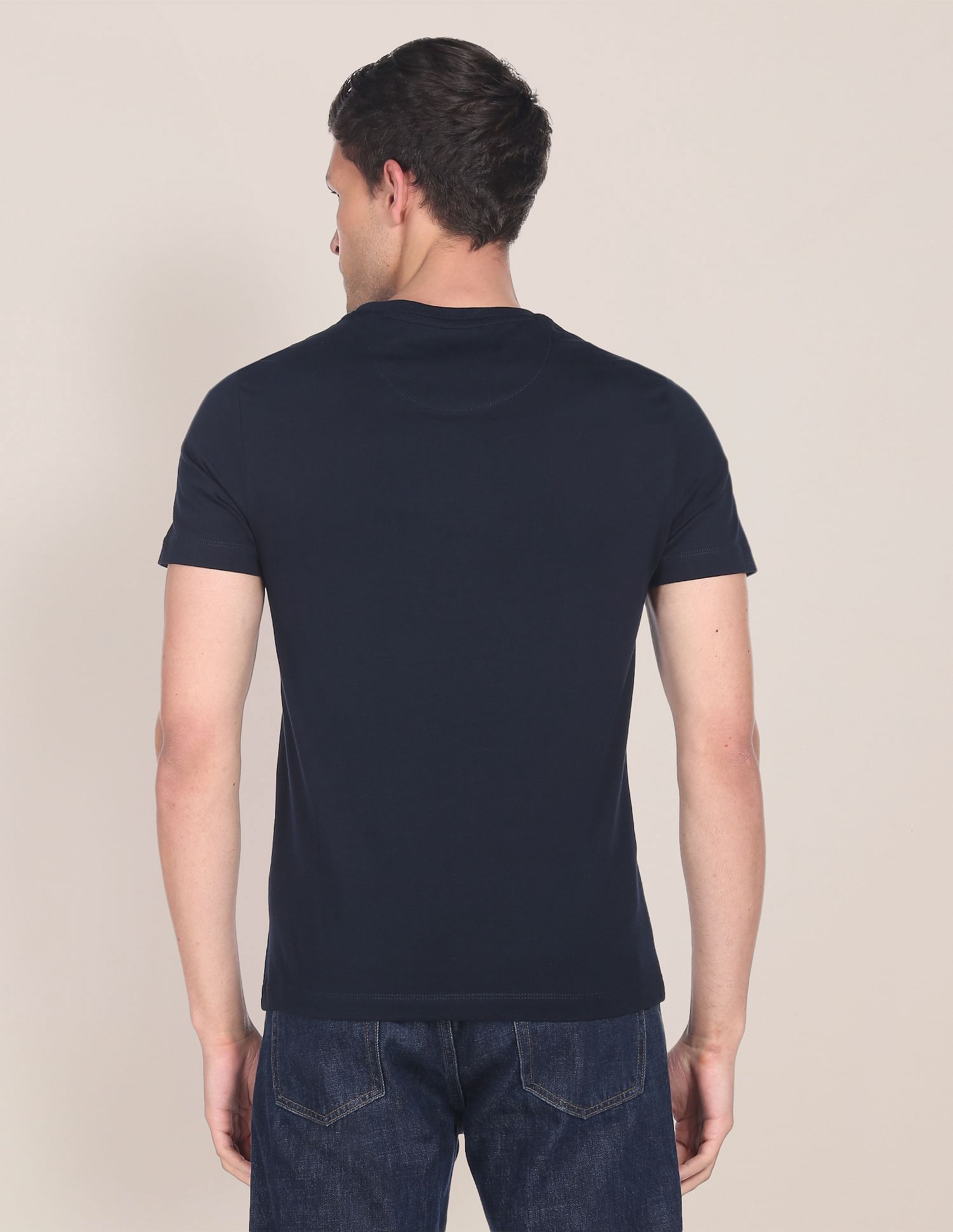 Graphic Print Crew Neck T-shirt Navy - U.S. Polo Assn. India | Large
