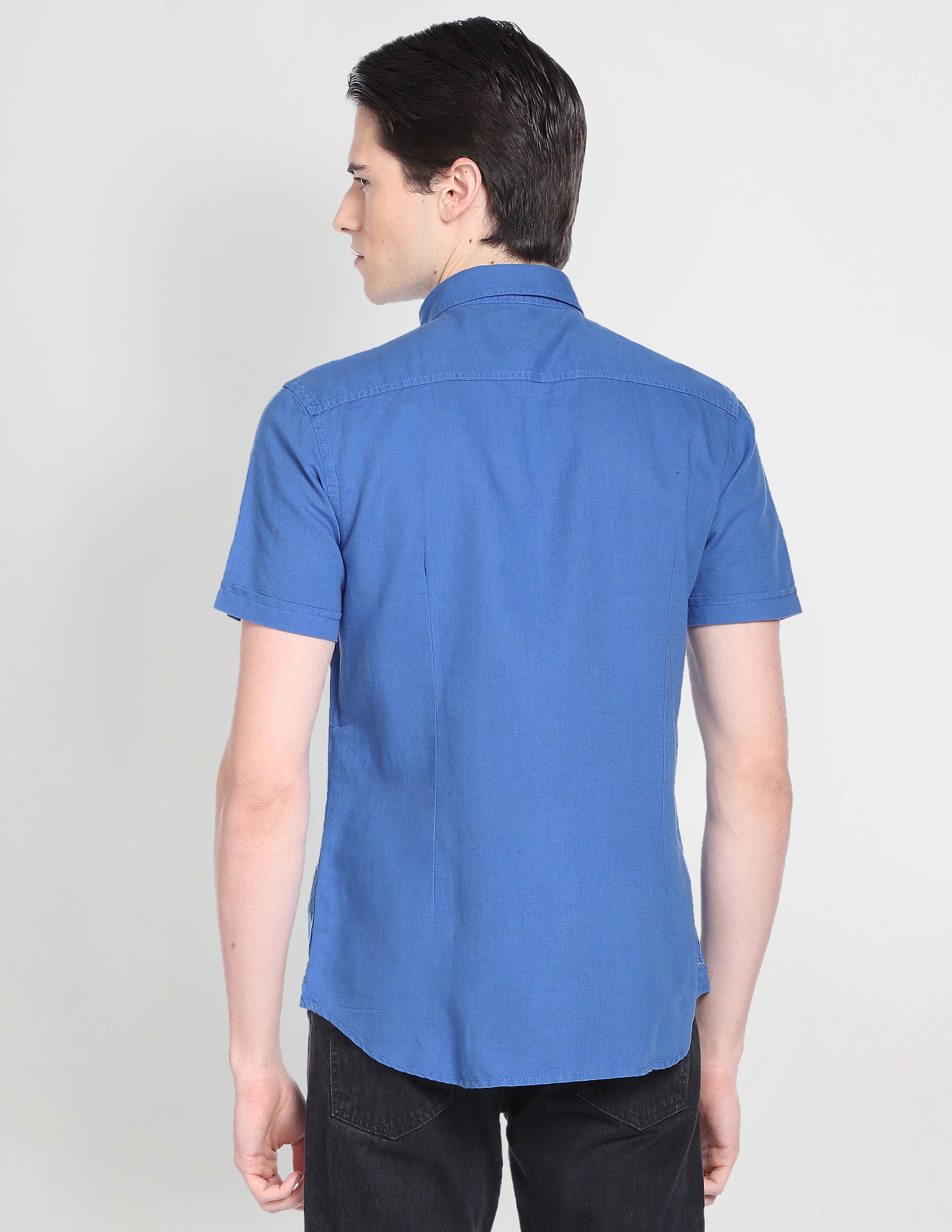 Men Dark Blue Short Sleeve Solid Casual Shirt – U.S. Polo Assn. India
