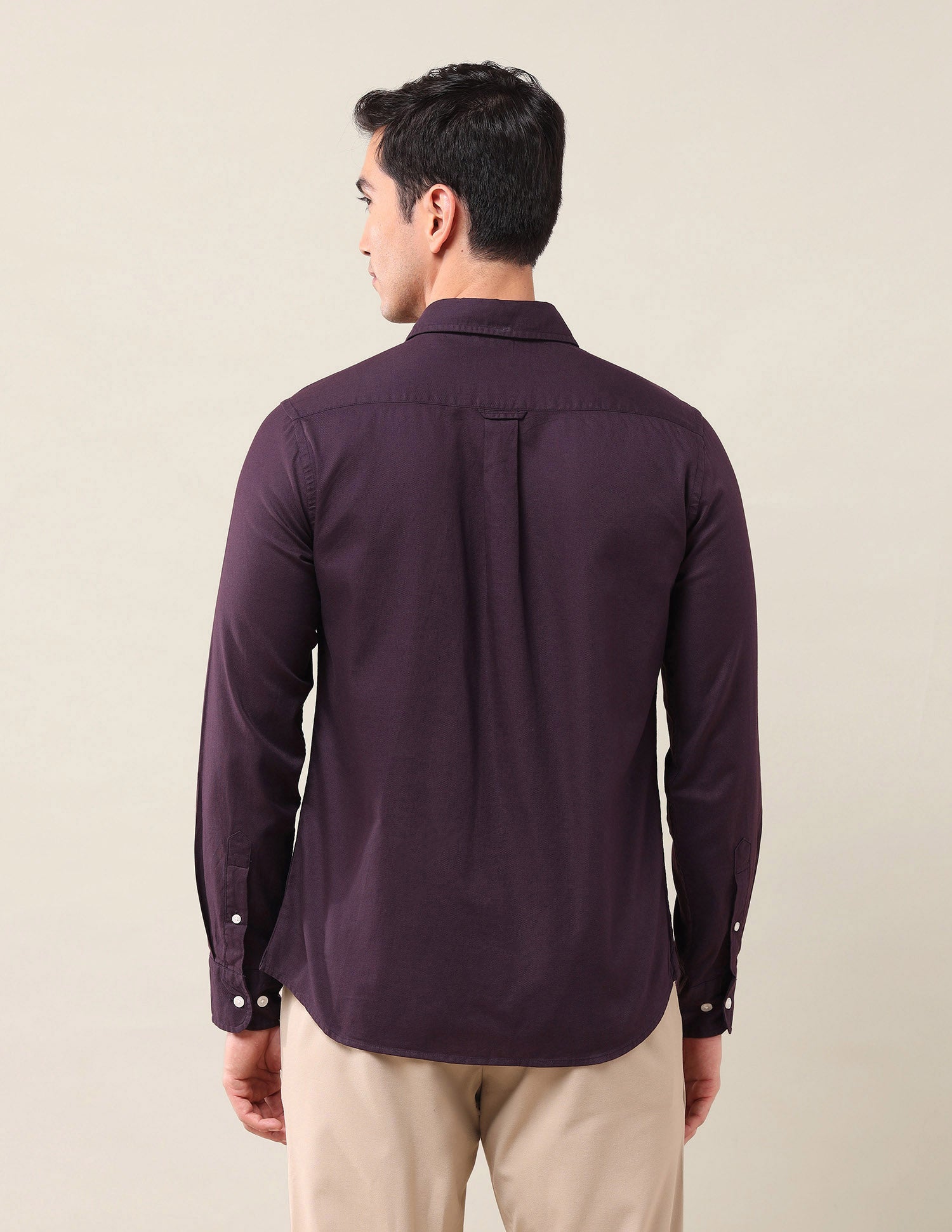 Tailored Fit Solid Shirt Dark Purple - U.S. Polo Assn. India | Large