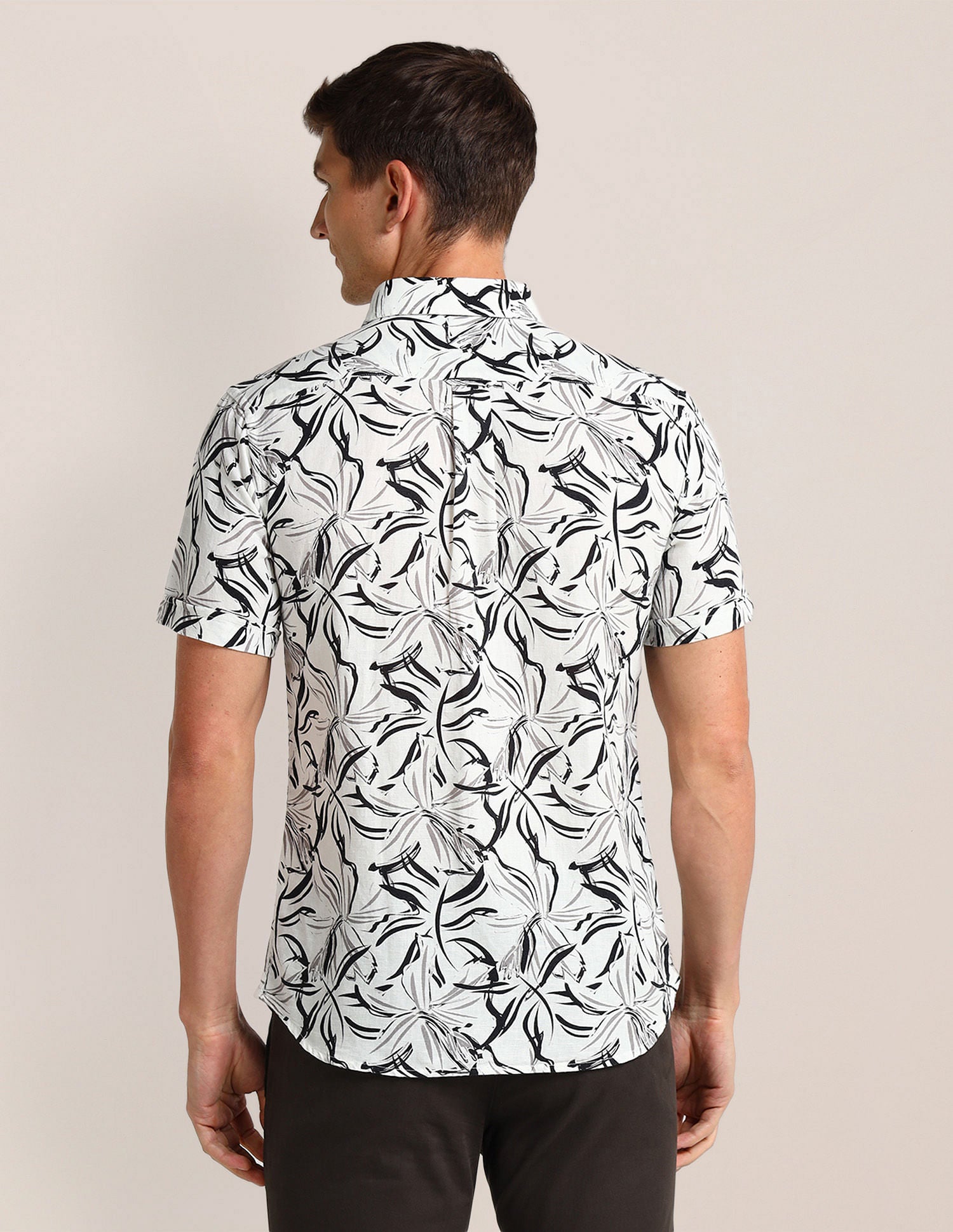 Tailored Fit Abstract Shirt Off-White - U.S. Polo Assn. India | Large