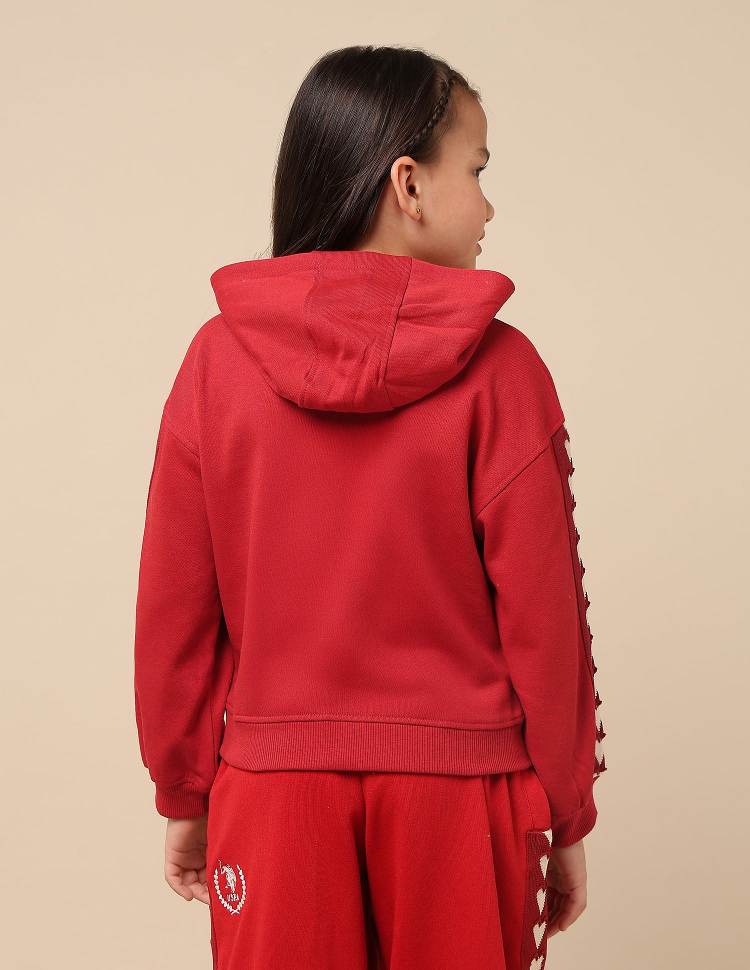 Girls Heart Patterned Knit Sweatshirt Red - U.S. POLO ASSN. | Large