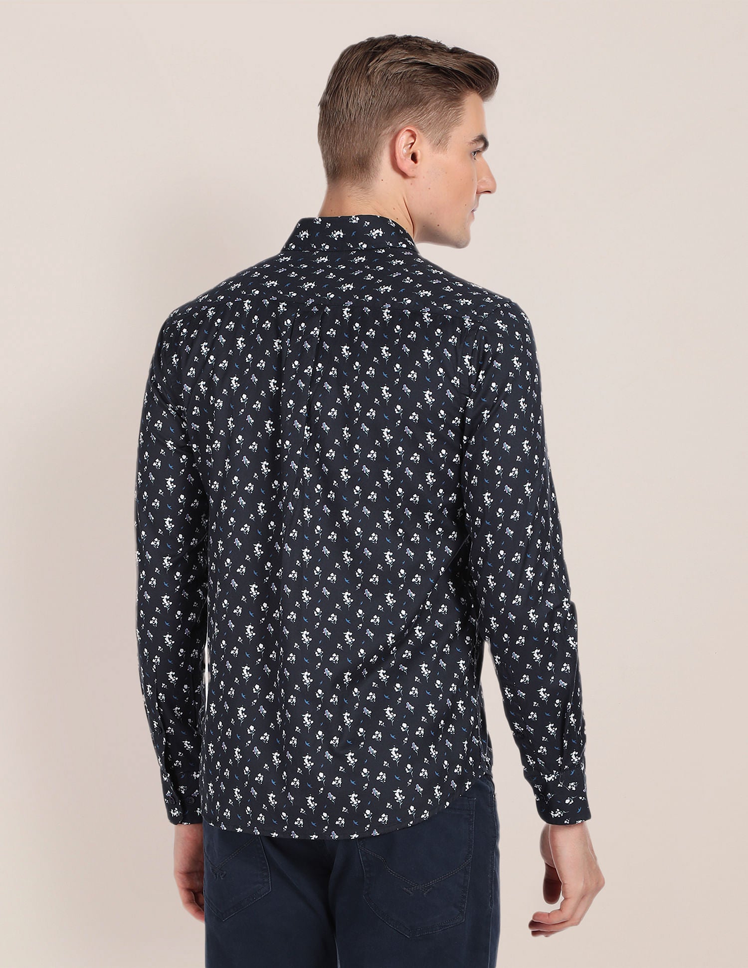 Cutaway Collar Floral Print Shirt Navy - U.S. POLO ASSN. | Large