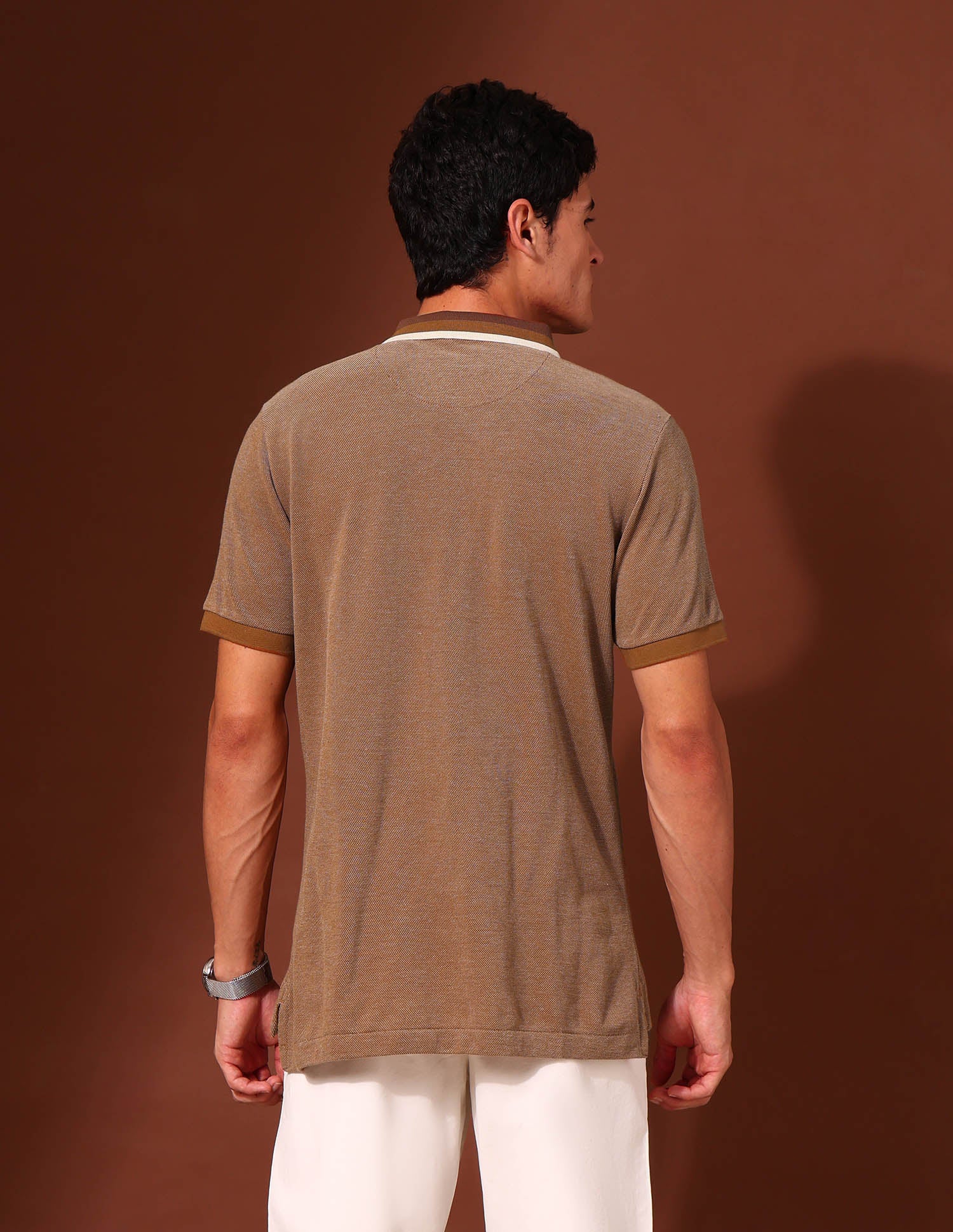 Solid Slim Fit Work and Wander Polo Shirt Brown - U.S. Polo Assn. India | Large