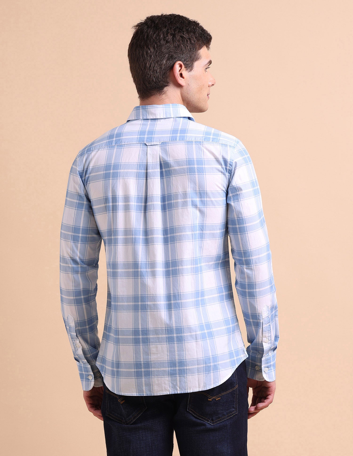 Tailored Fit Grid Tattersall Checked Shirt Blue - U.S. POLO ASSN. | Large