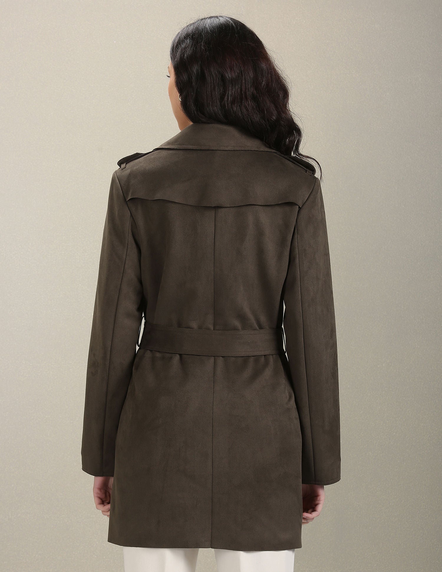 Double Breasted Solid Trench Coat Olive - U.S. POLO ASSN. | Large