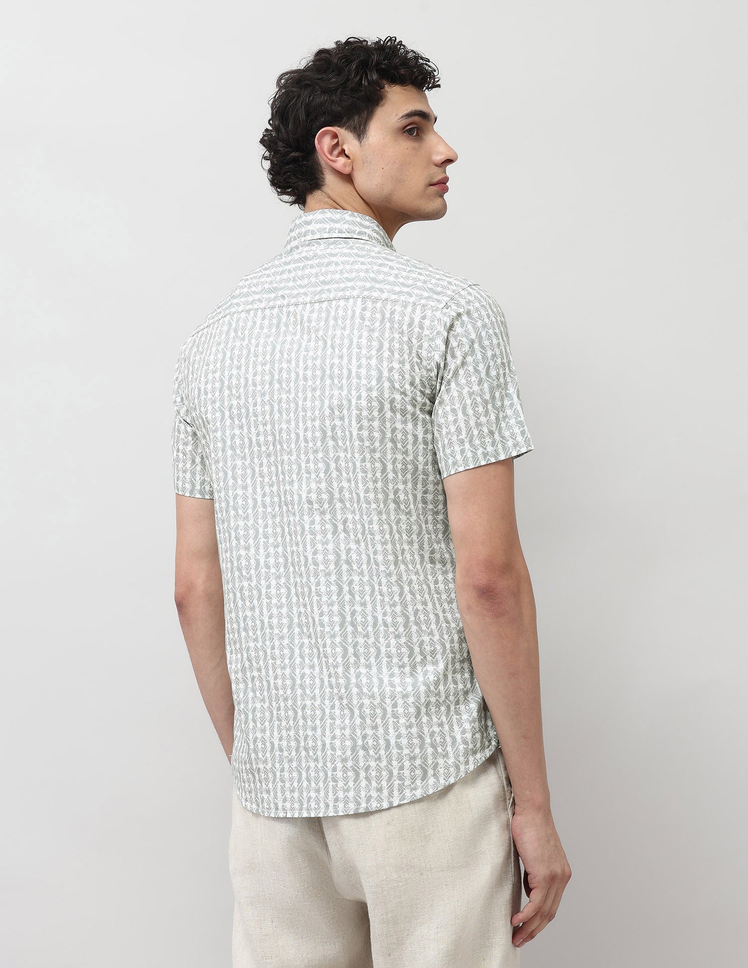 Pure Cotton All Over Printed Shirt Green - U.S. POLO ASSN. | Large