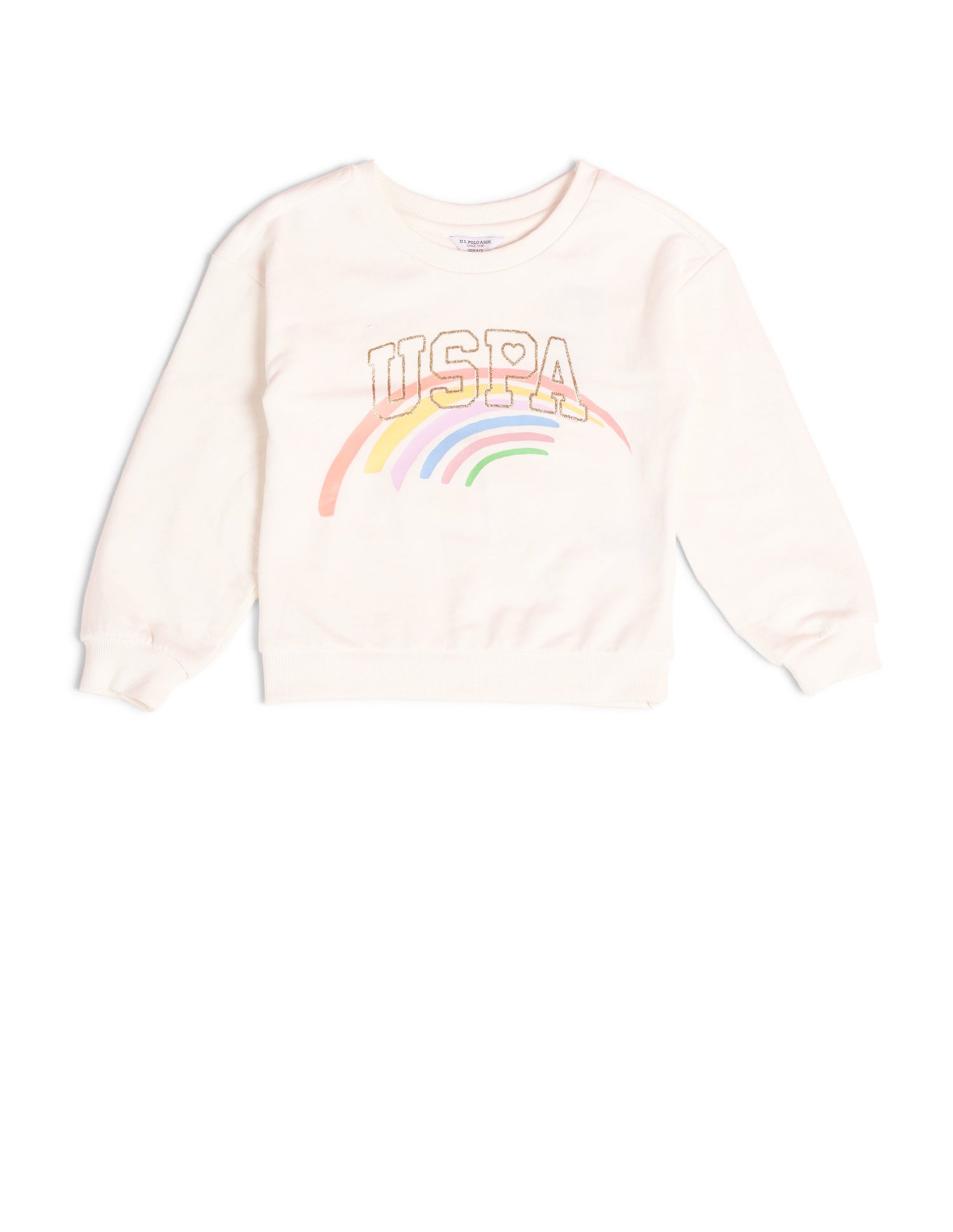 Girls Graphic Printed Regular Fit Sweatshirt Cream - U.S. POLO ASSN. | Large