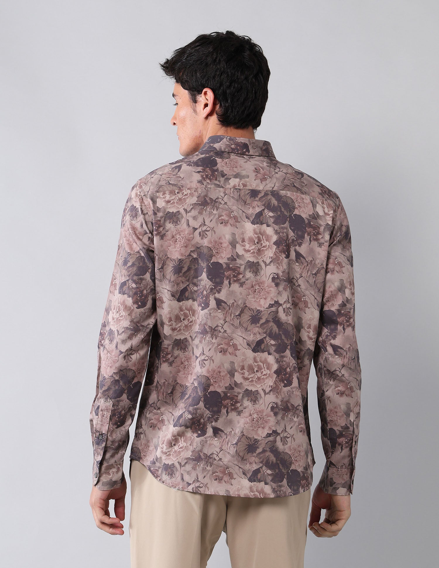 Floral Printed Pure Cotton Shirt Mauve - U.S. Polo Assn. India | Large