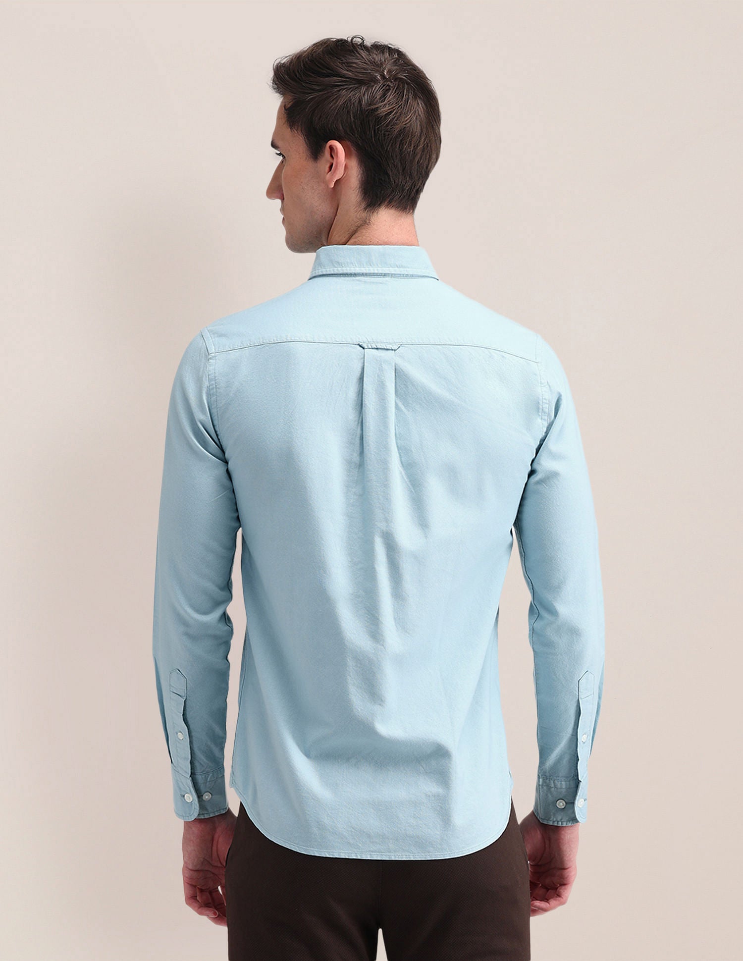 Tailored Fit Solid Shirt Light-Blue - U.S. Polo Assn. India | Large