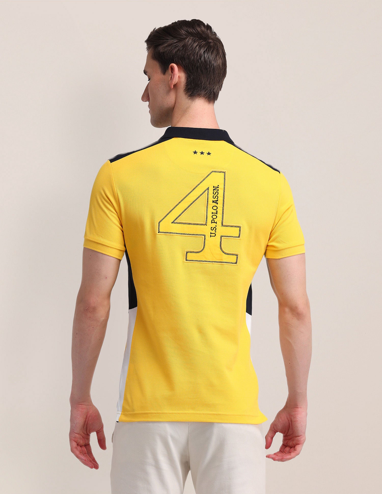 Colour Blocked Slim Fit Polo Shirt Yellow - U.S. Polo Assn. India | Large