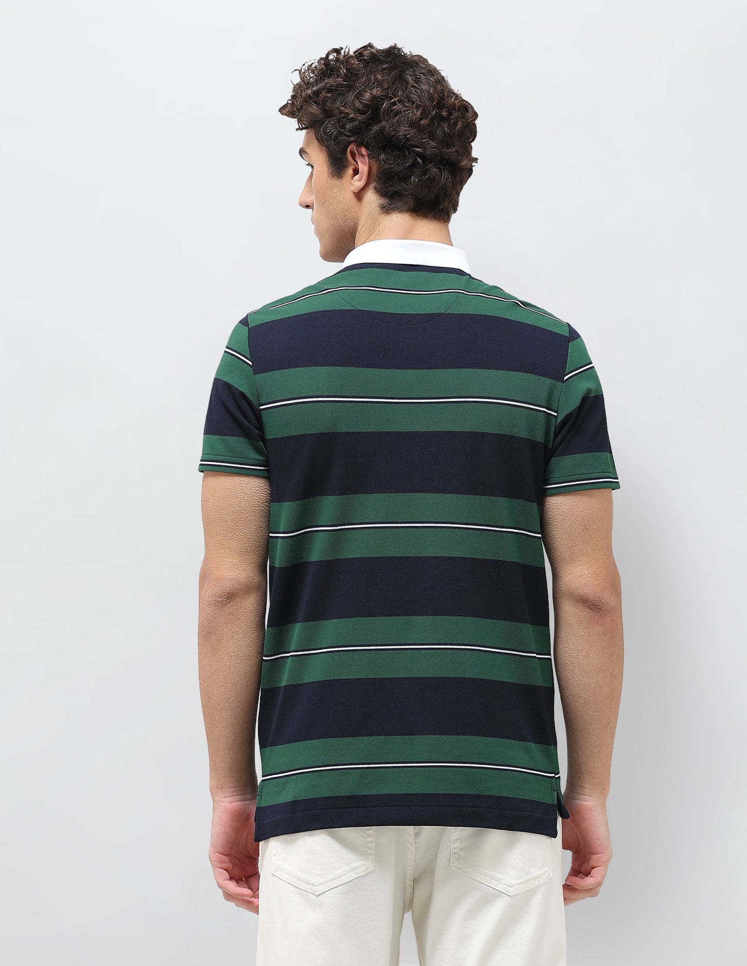 Horizontal Striped Slim Fit Polo Shirt Green - U.S. Polo Assn. India | Large