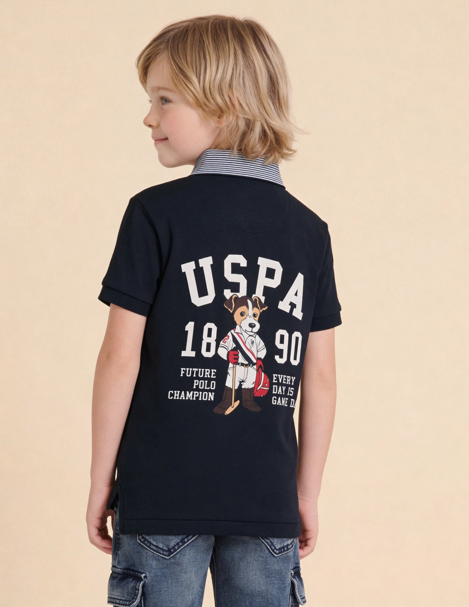 Graphic Brand Printed Regular Fit Polo Shirt Navy - U.S. Polo Assn. India | Large