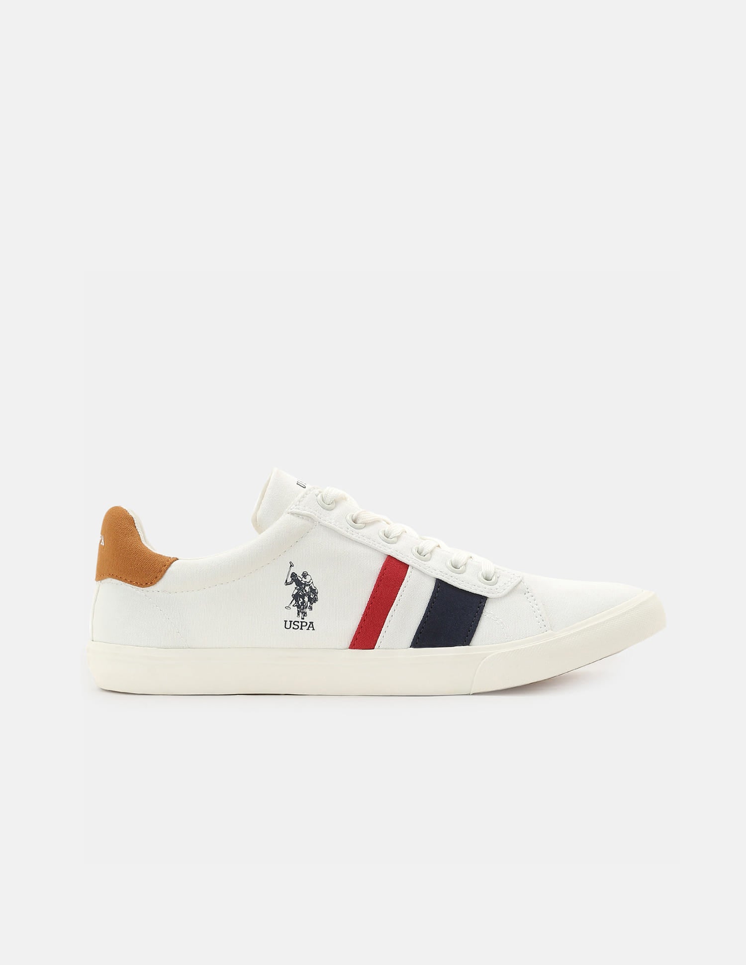 Men Striped Round Toe Abor 5.0 Sneakers Off White - U.S. Polo Assn. India | Large