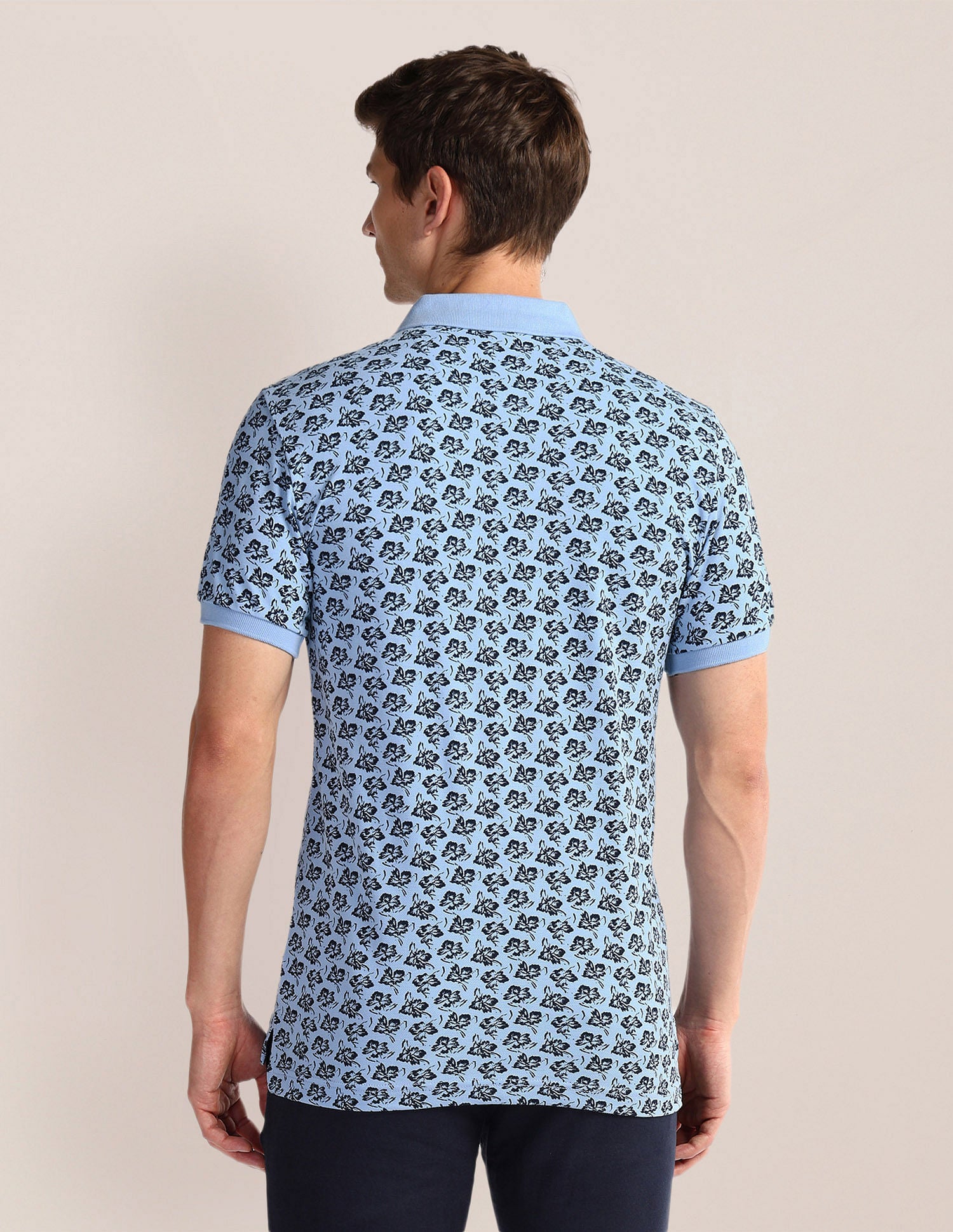 Pure Cotton Floral Polo Shirt Blue and Black - U.S. POLO ASSN. | Large