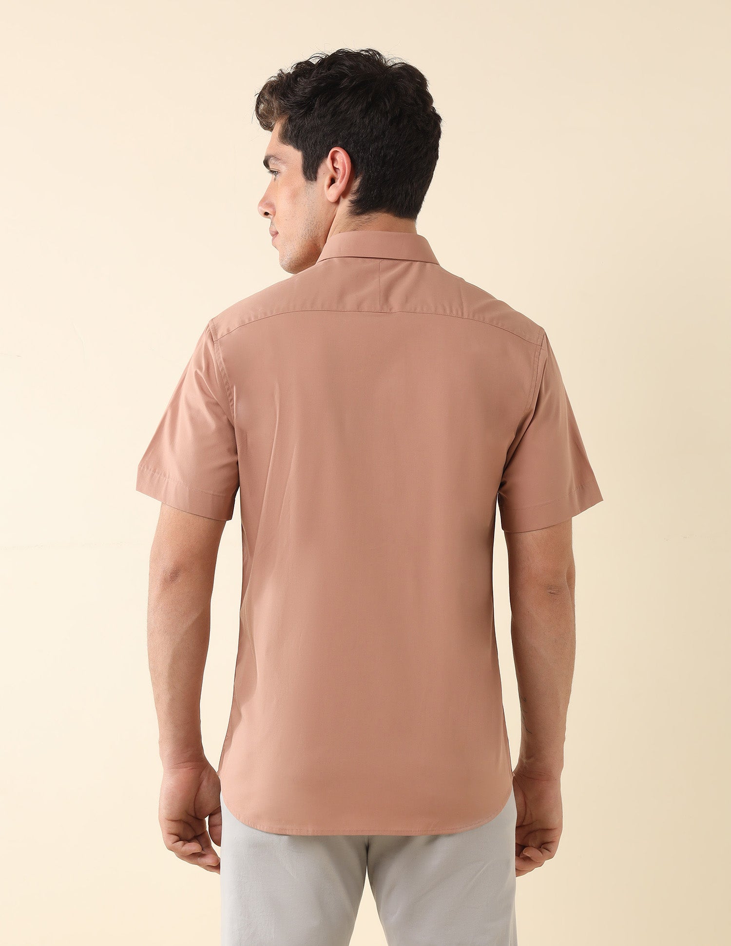 Solid Tailored Fit Formal Shirt Mauve - U.S. Polo Assn. India | Large
