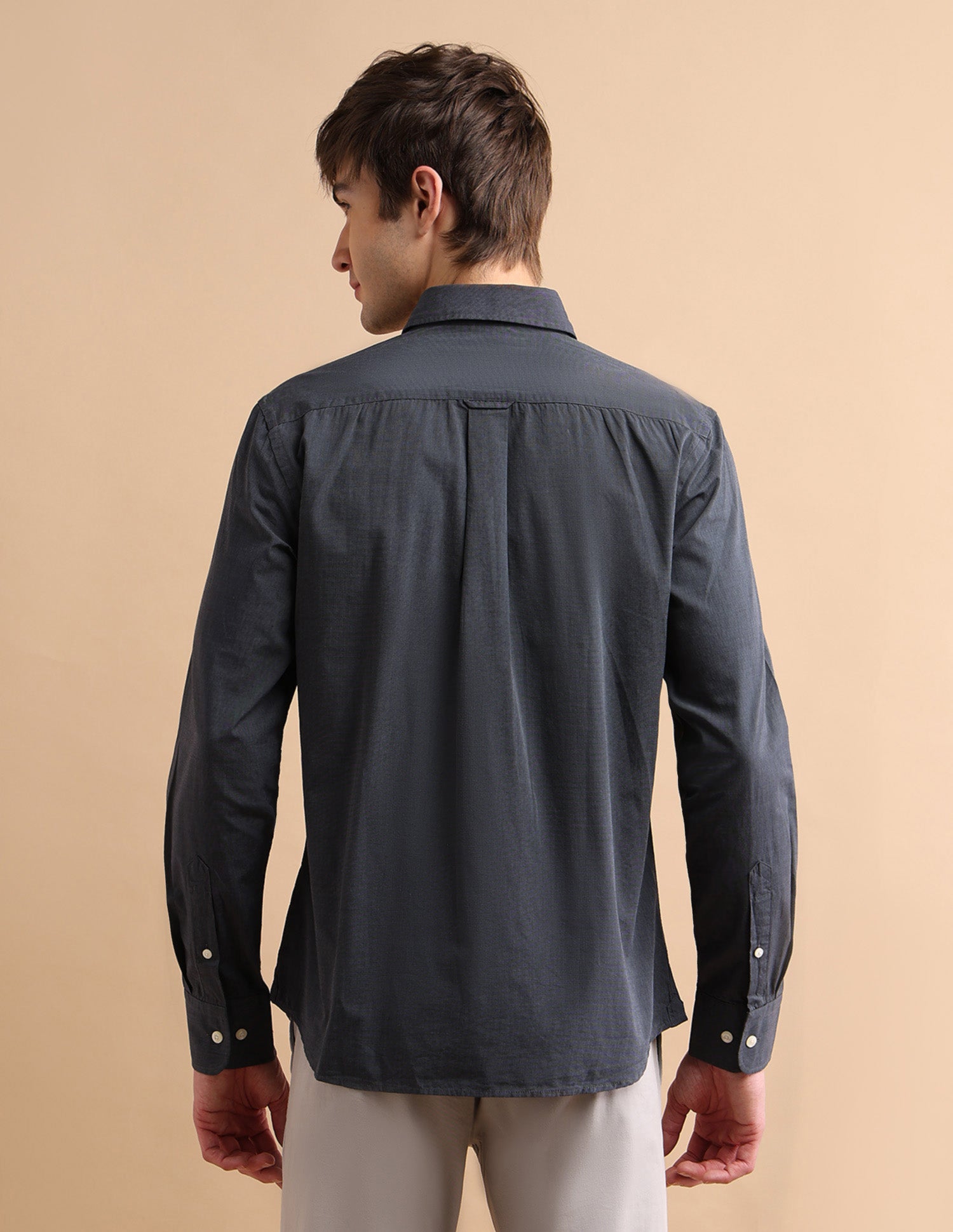 Textured Cotton Shirt Dark Grey - U.S. POLO ASSN. | Large