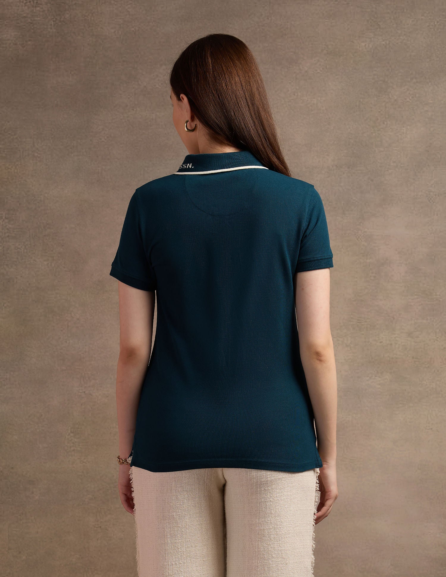 Jacquard Collar Polo Shirt Teal - U.S. POLO ASSN. | Large