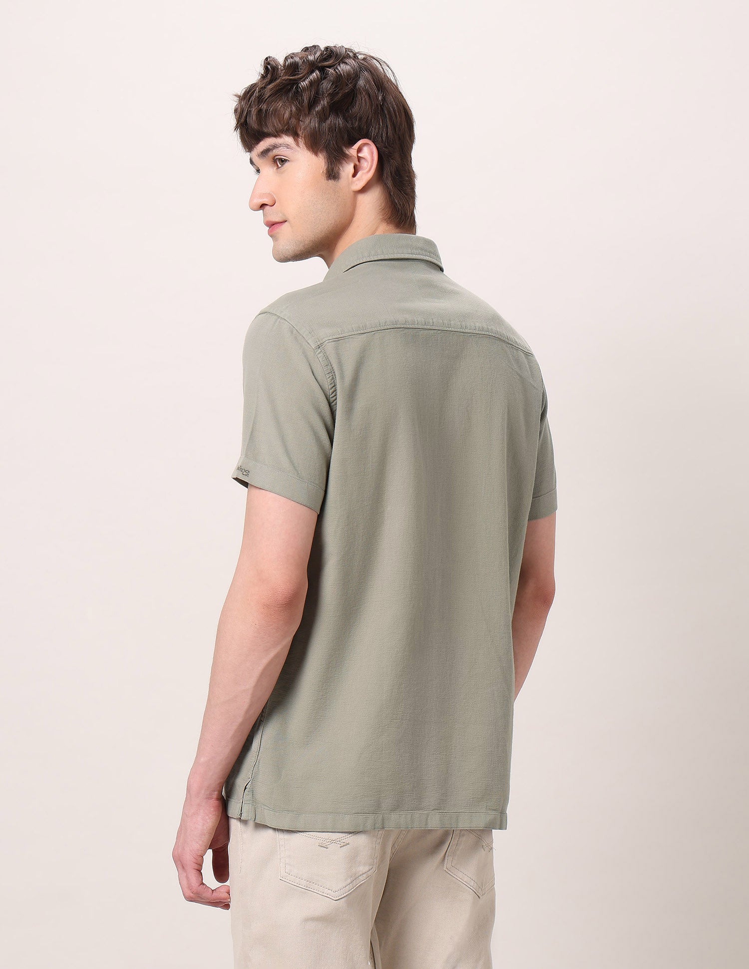 Pure Cotton Dobby Shirt Light Olive - U.S. Polo Assn. India | Large