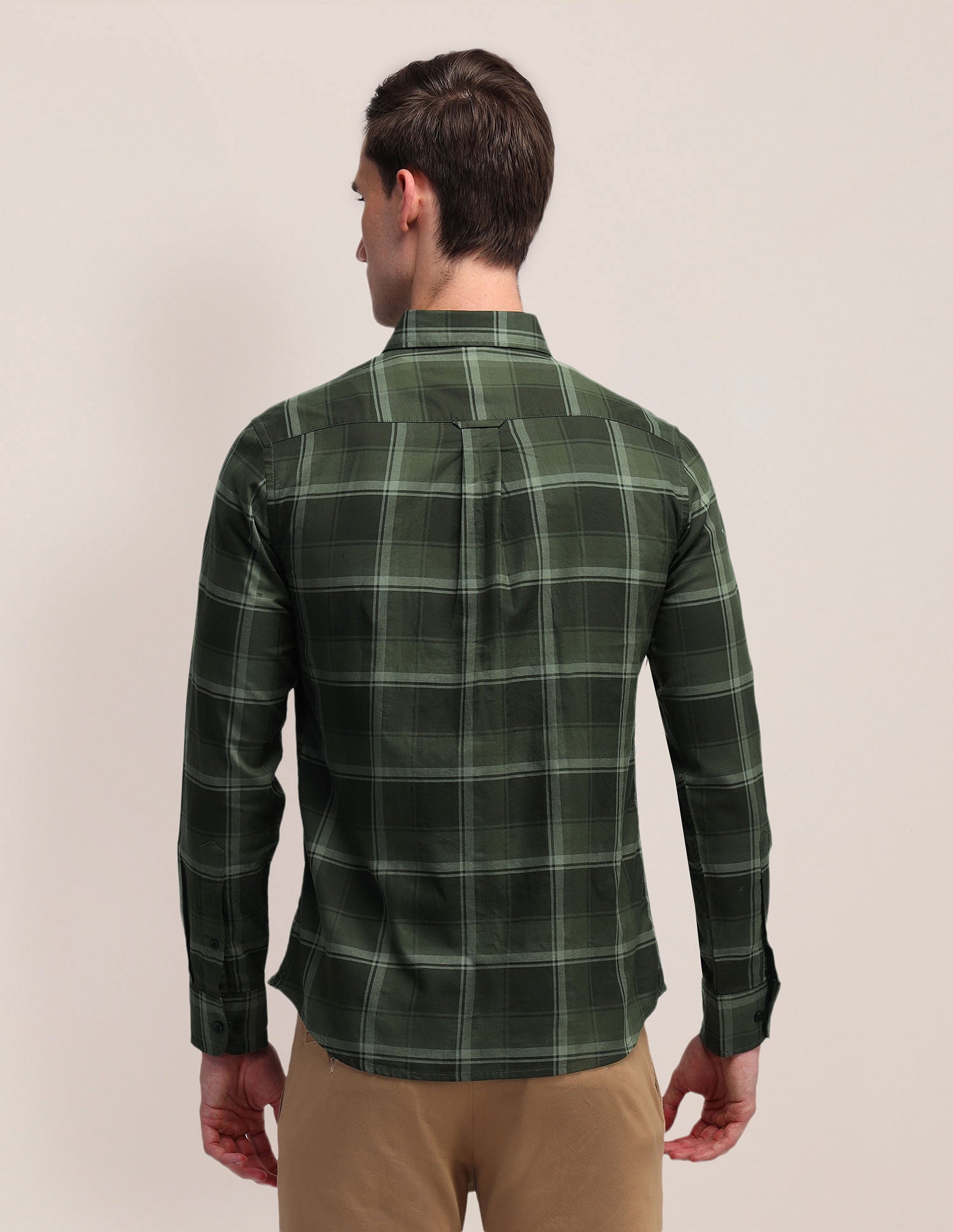 Plaid Checked Dobby Weave Shirt Olive - U.S. Polo Assn. India | Large