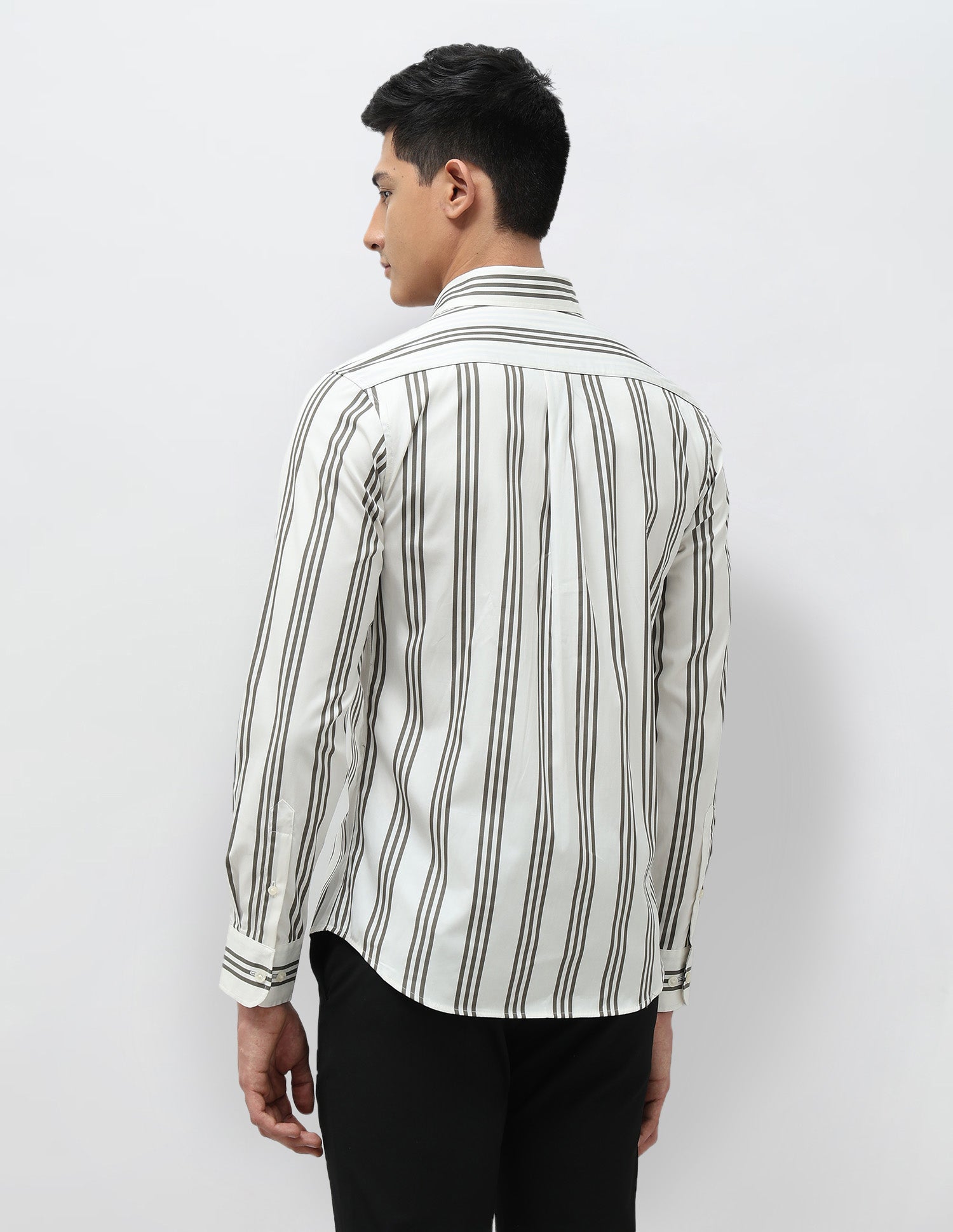 Vertical Striped Pure Cotton Shirt Olive - U.S. POLO ASSN. | Large