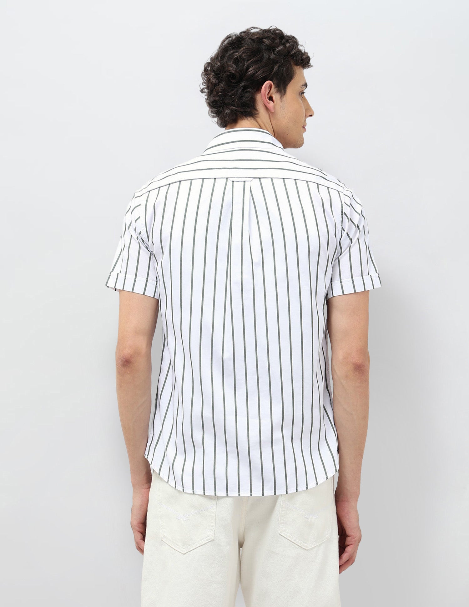 Vertical Striped Tailored Fit Shirt Olive - U.S. POLO ASSN. | Large