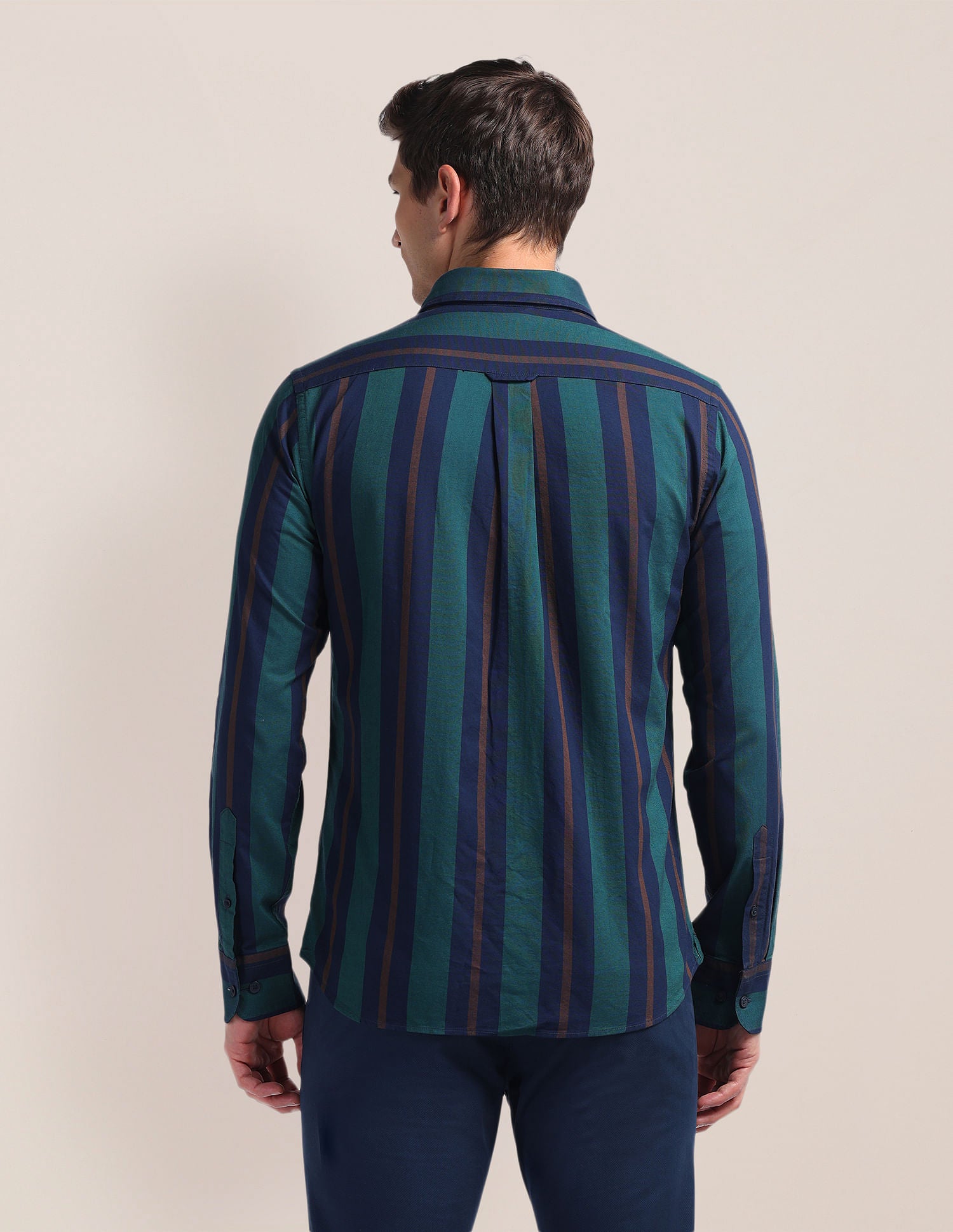 Tailored Vertical Stripes Shirt Dark Green - U.S. Polo Assn. India | Large