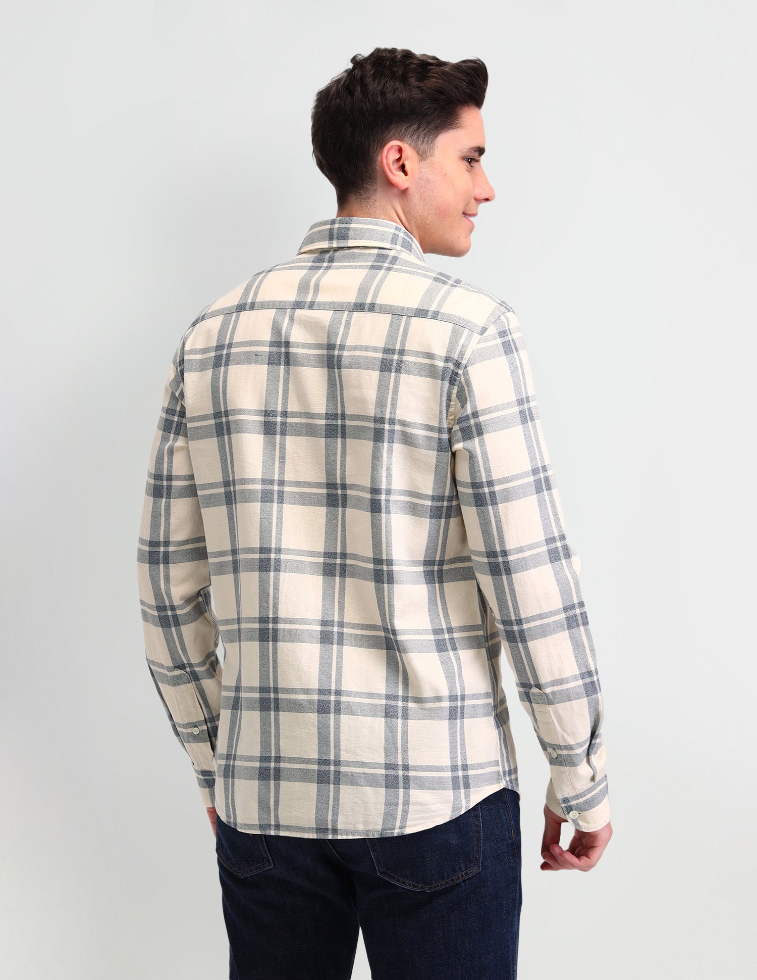 Dupplin Checked Slim Fit Shirt Ecru - U.S. Polo Assn. India | Large
