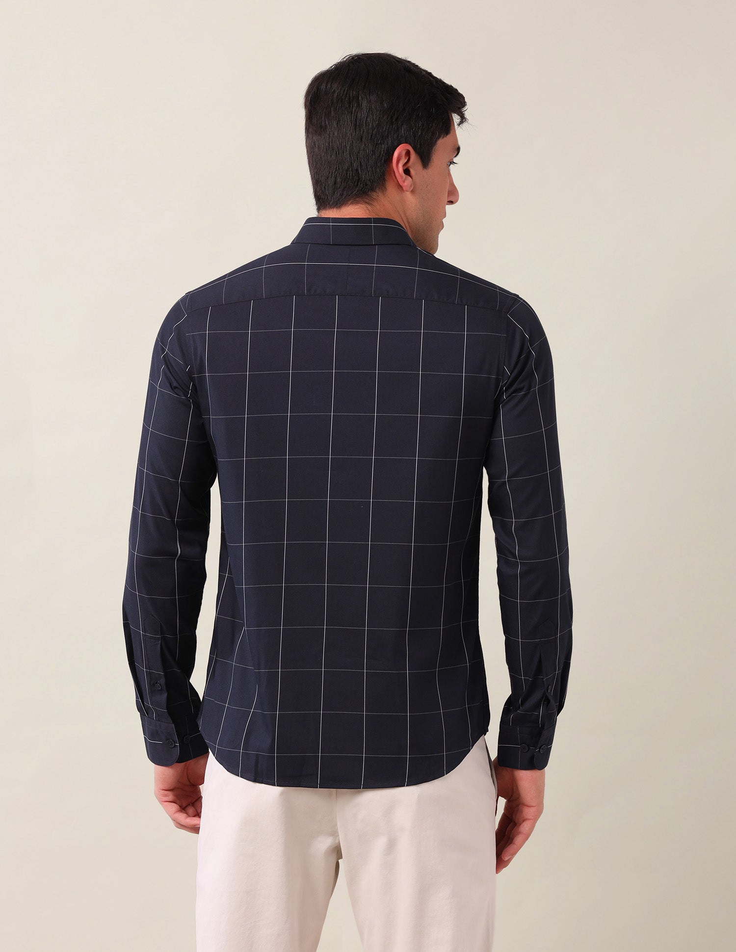 Windowpane Checked Tailored Fit Shirt Navy - U.S. Polo Assn. India | Large