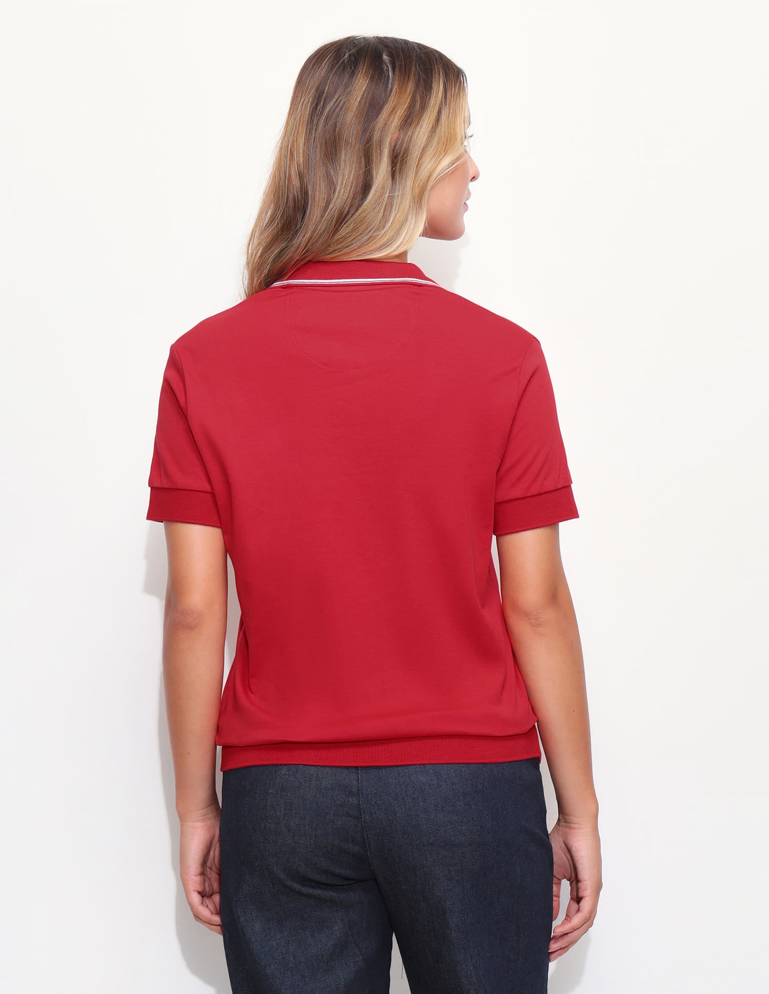Solid Tipped Collar Regular Fit Polo Shirt Red - U.S. Polo Assn. India | Large