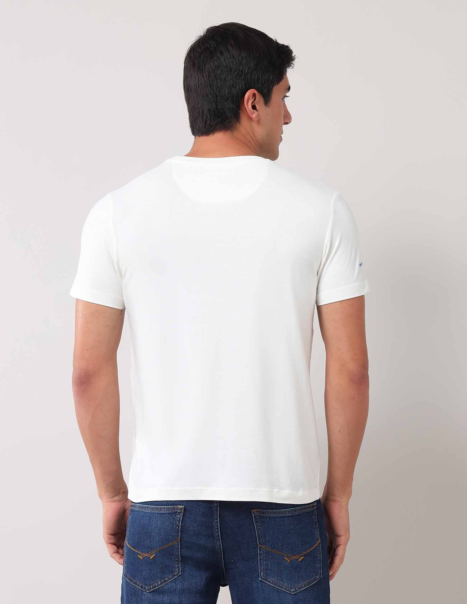 Brand Printed Muscle Fit T-Shirt Ivory - U.S. Polo Assn. India | Large