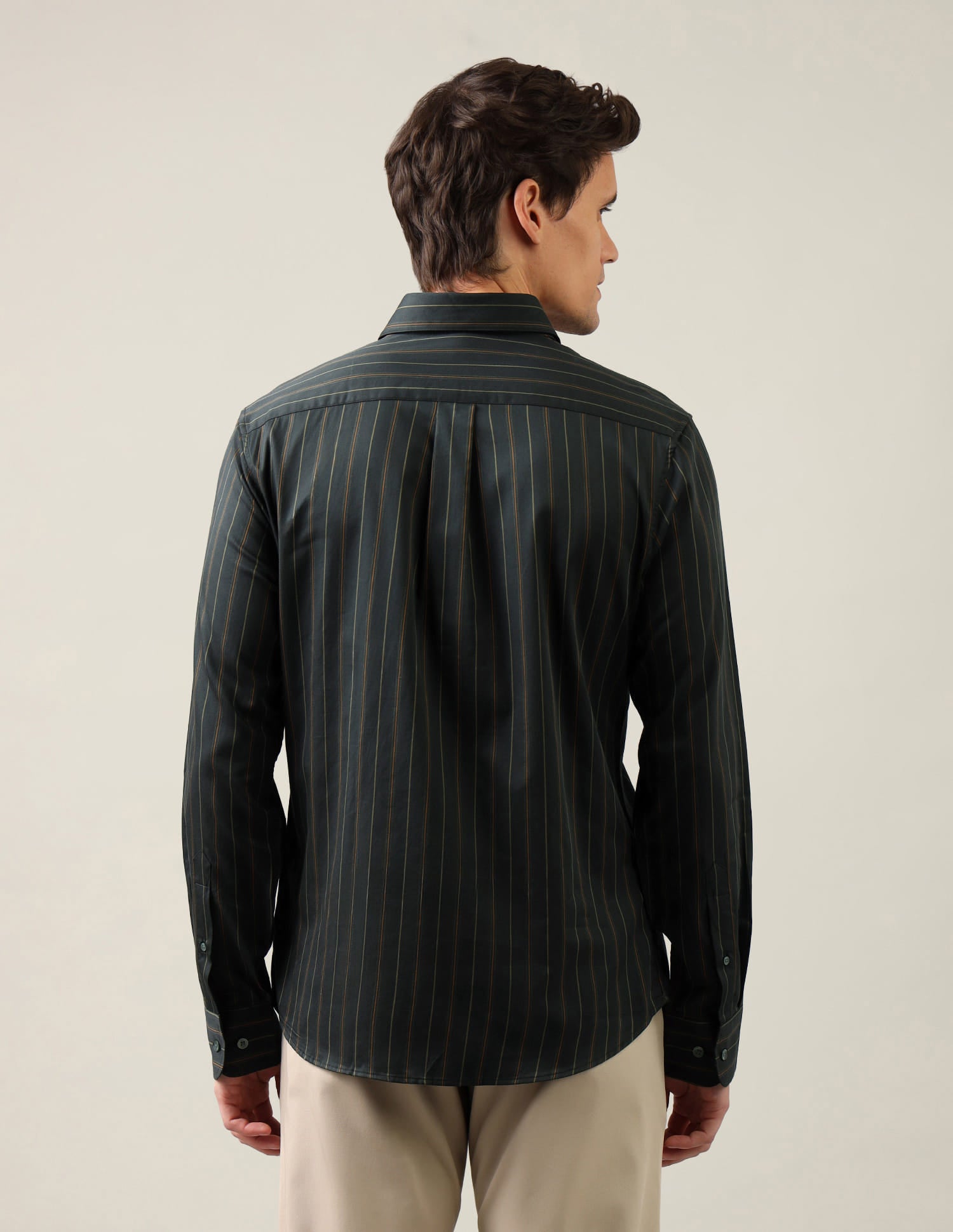 Vertical Striped Satin Shirt Green - U.S. Polo Assn. India | Large