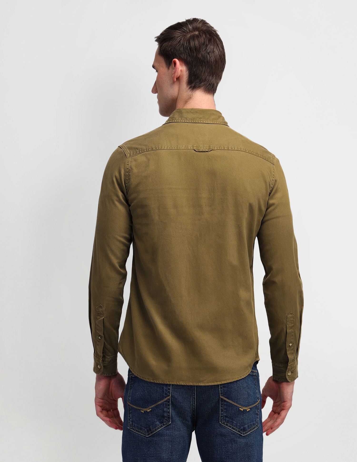 Solid Slim Fit Shirt Khaki - U.S. Polo Assn. India | Large
