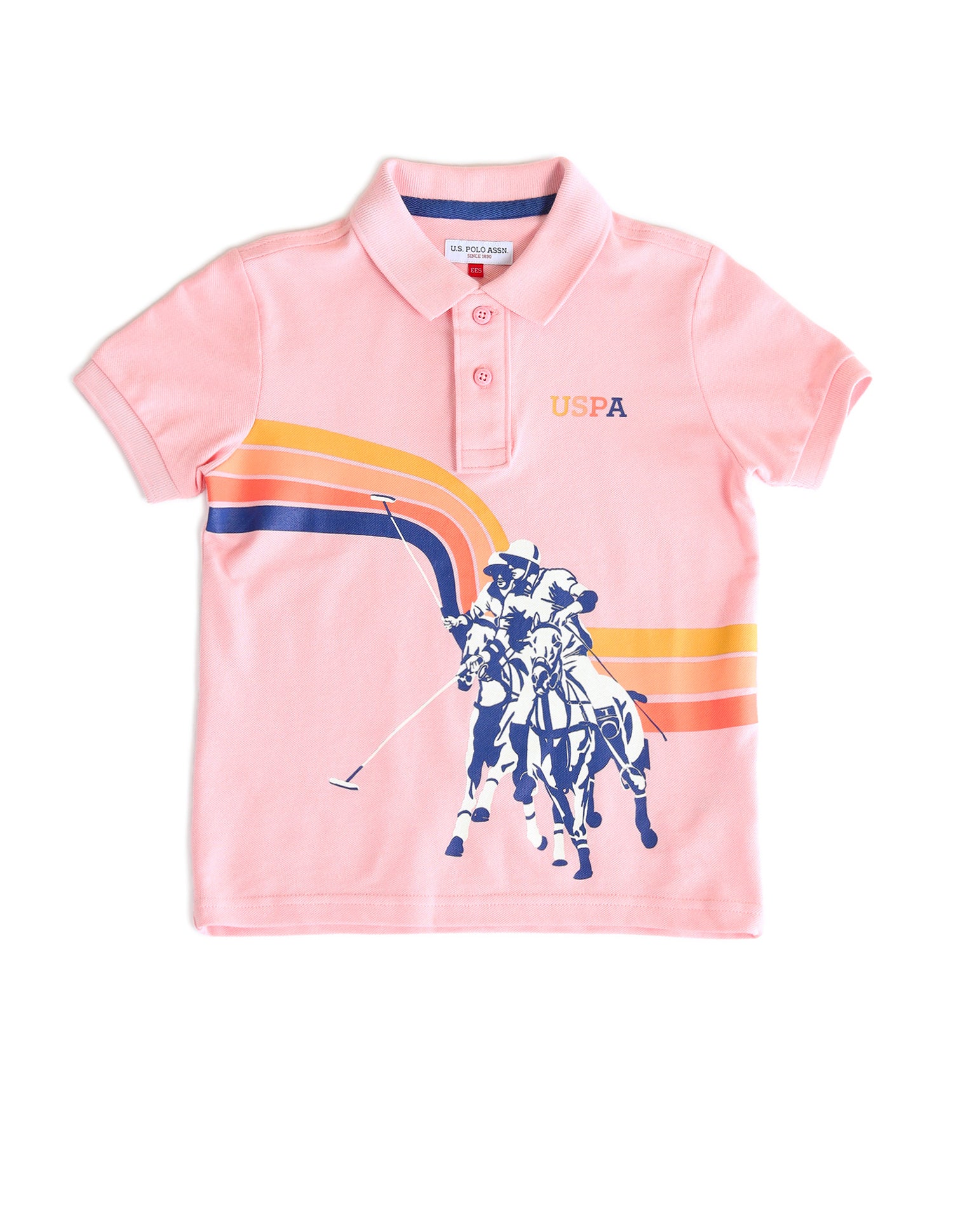 Boys Brand Printed Regular Fit Polo Shirts Light Pink - U.S. POLO ASSN. | Large