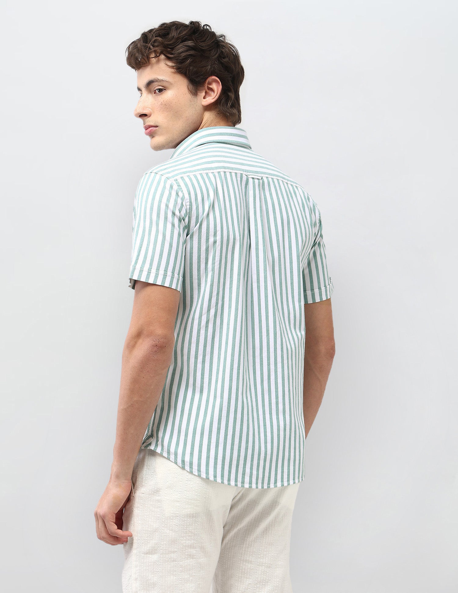 New Port Marina Vertical Striped Shirt Green - U.S. Polo Assn. India | Large