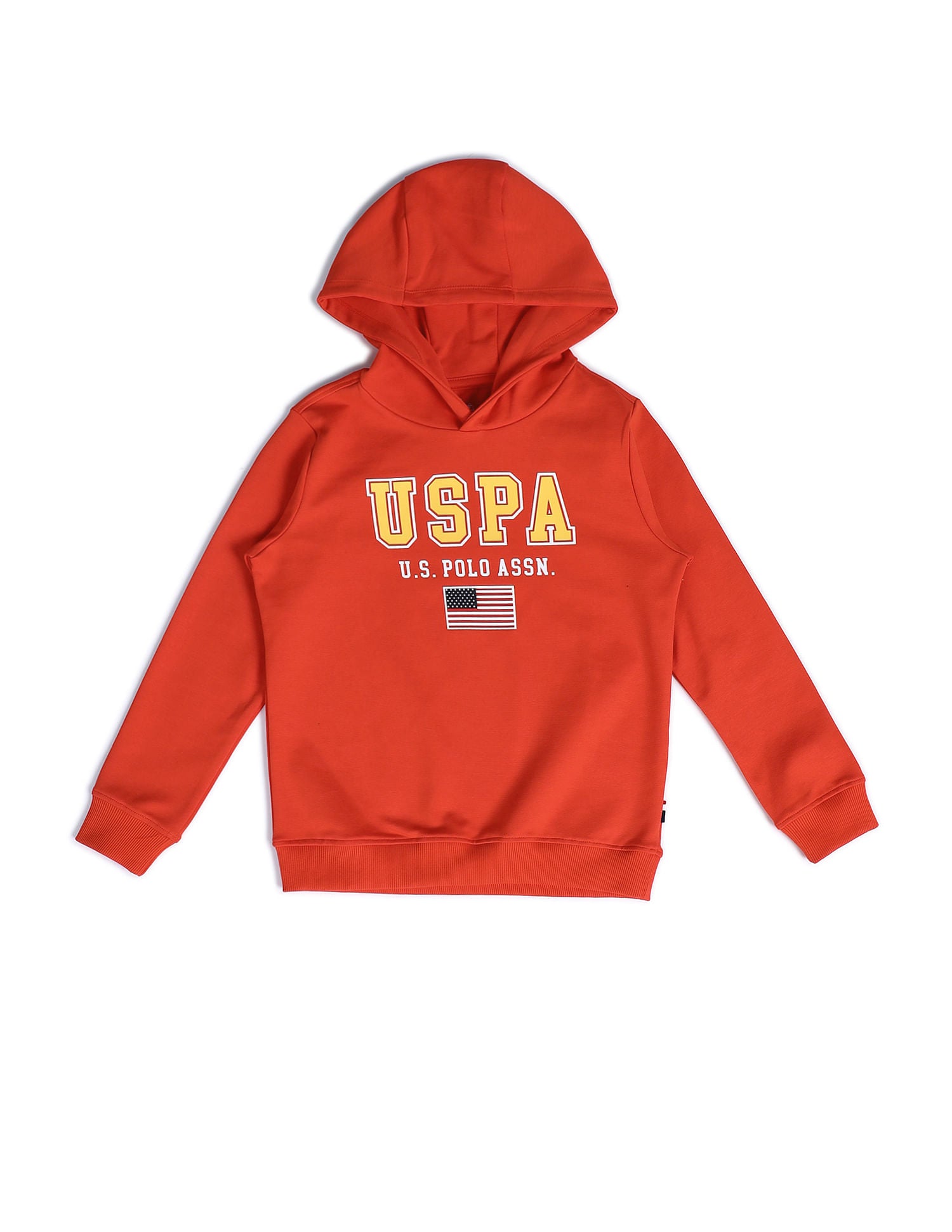 Boys Brand Printed Hooded Sweatshirt Dark Orange - U.S. POLO ASSN. | Large