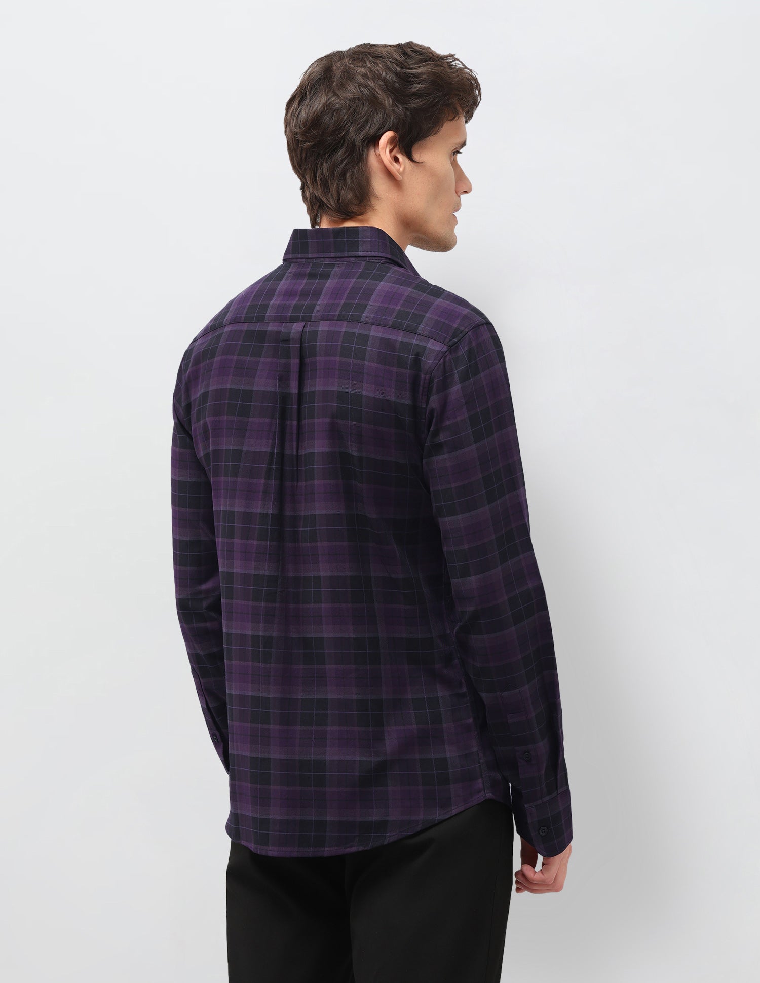 Tartan Checked Twill Shirt Dark Purple - U.S. Polo Assn. India | Large
