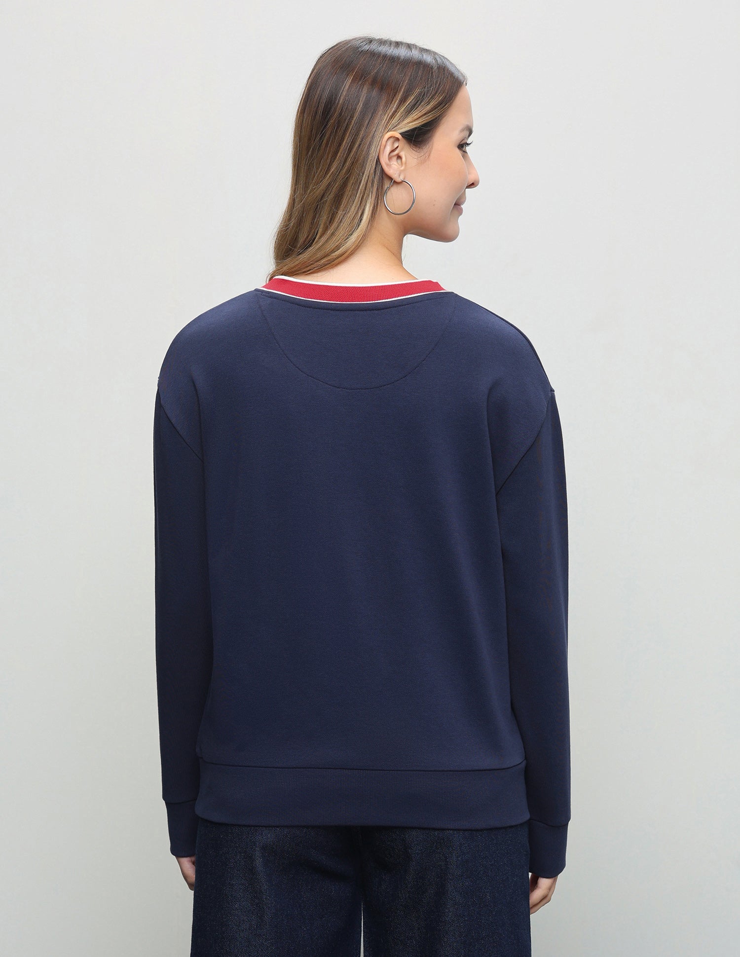 Solid Oversized Fit Sweatshirt Navy - U.S. Polo Assn. India | Large