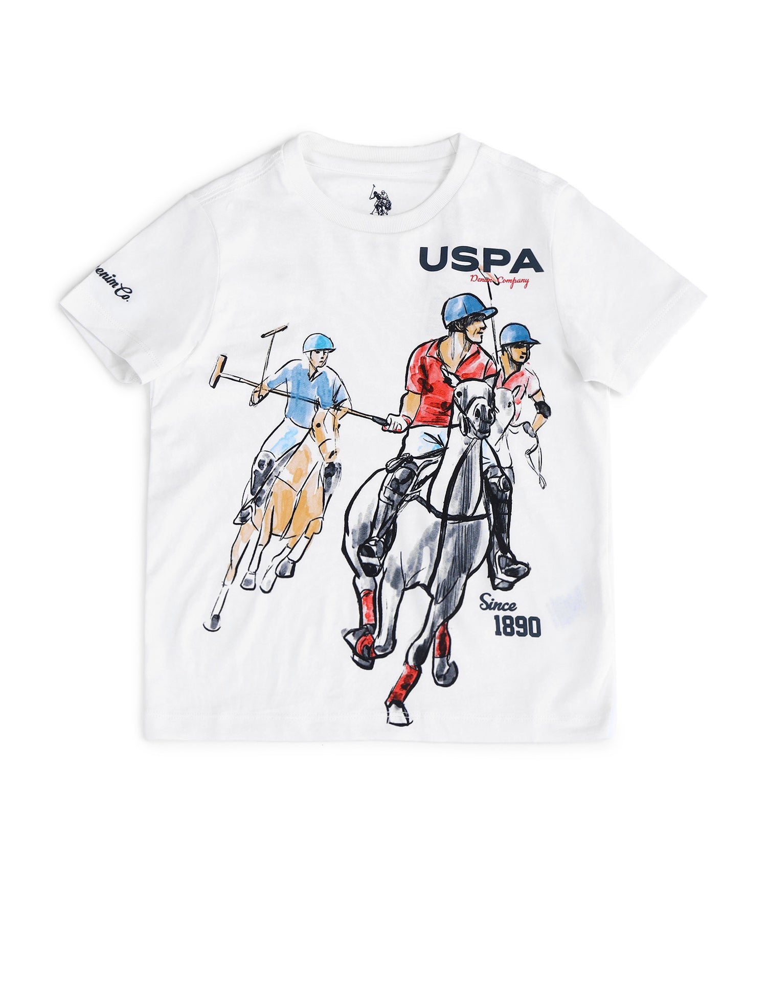 Boys Brand Printed Regular Fit T-Shirt White - U.S. Polo Assn. India | Large
