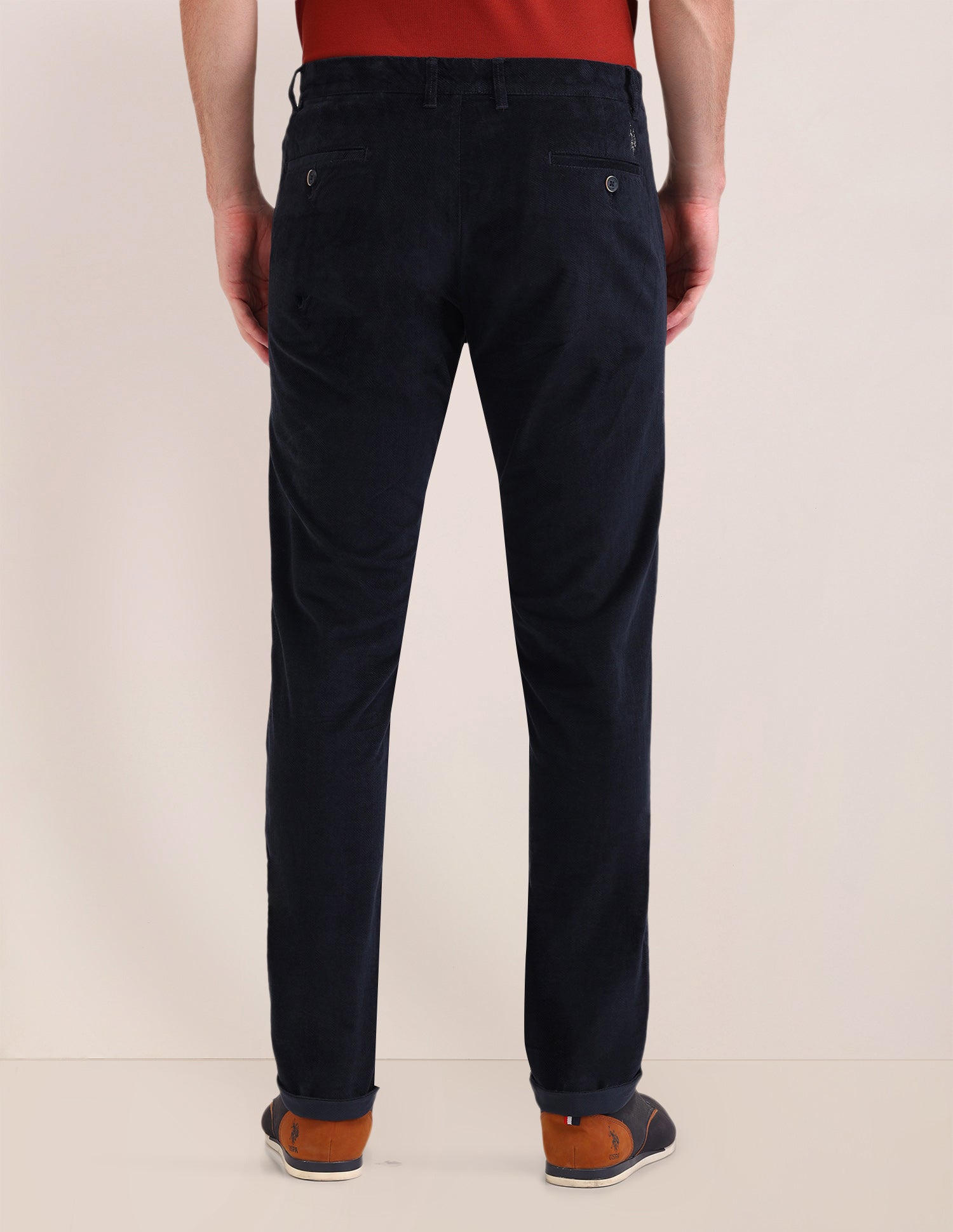 Denver Slim Fit Mid Rise Trousers Navy - U.S. Polo Assn. India | Large