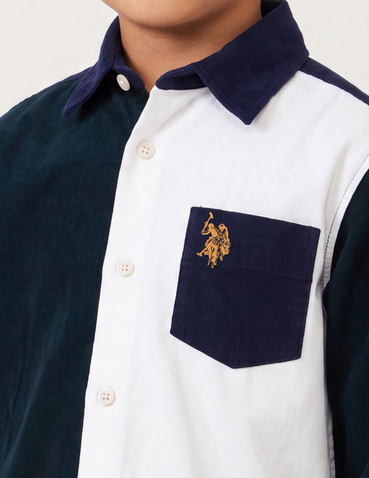 Colourblocked Corduroy Shirt Green - U.S. Polo Assn. India | Large