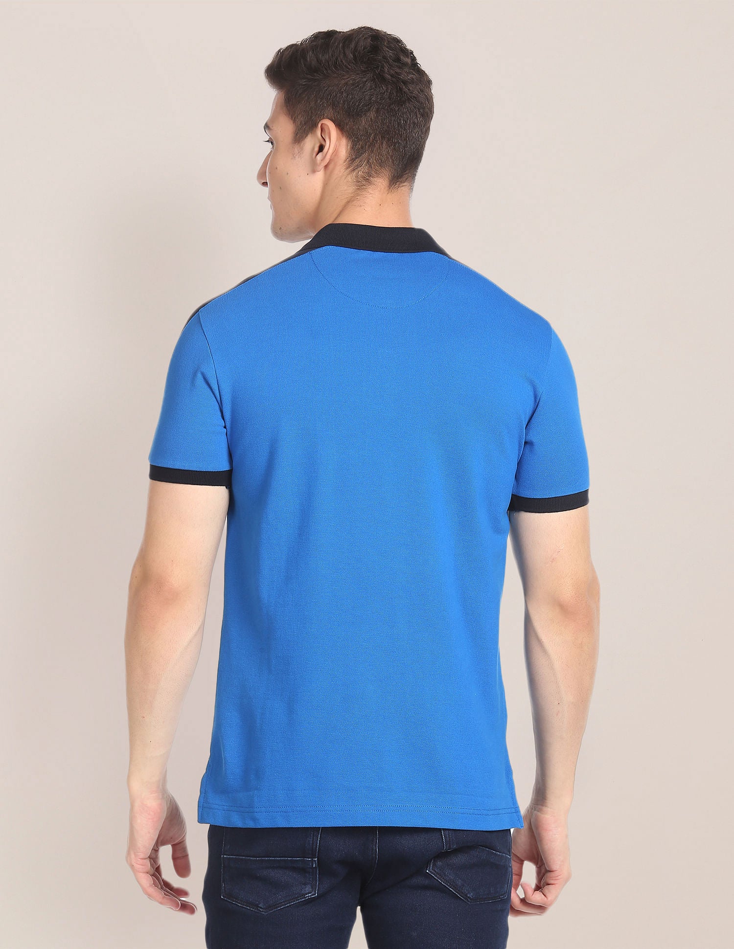 Striped Sleeve Cotton Polo Shirt Blue - U.S. Polo Assn. India | Large