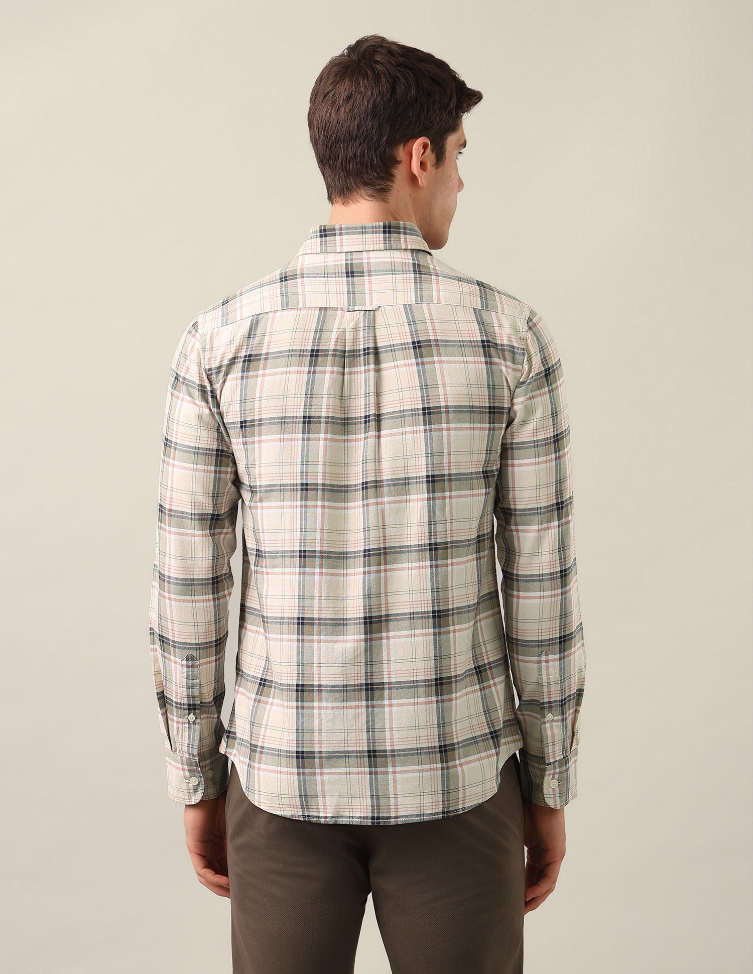 Tartan Checked Oxford Shirt Ivory - U.S. Polo Assn. India | Large