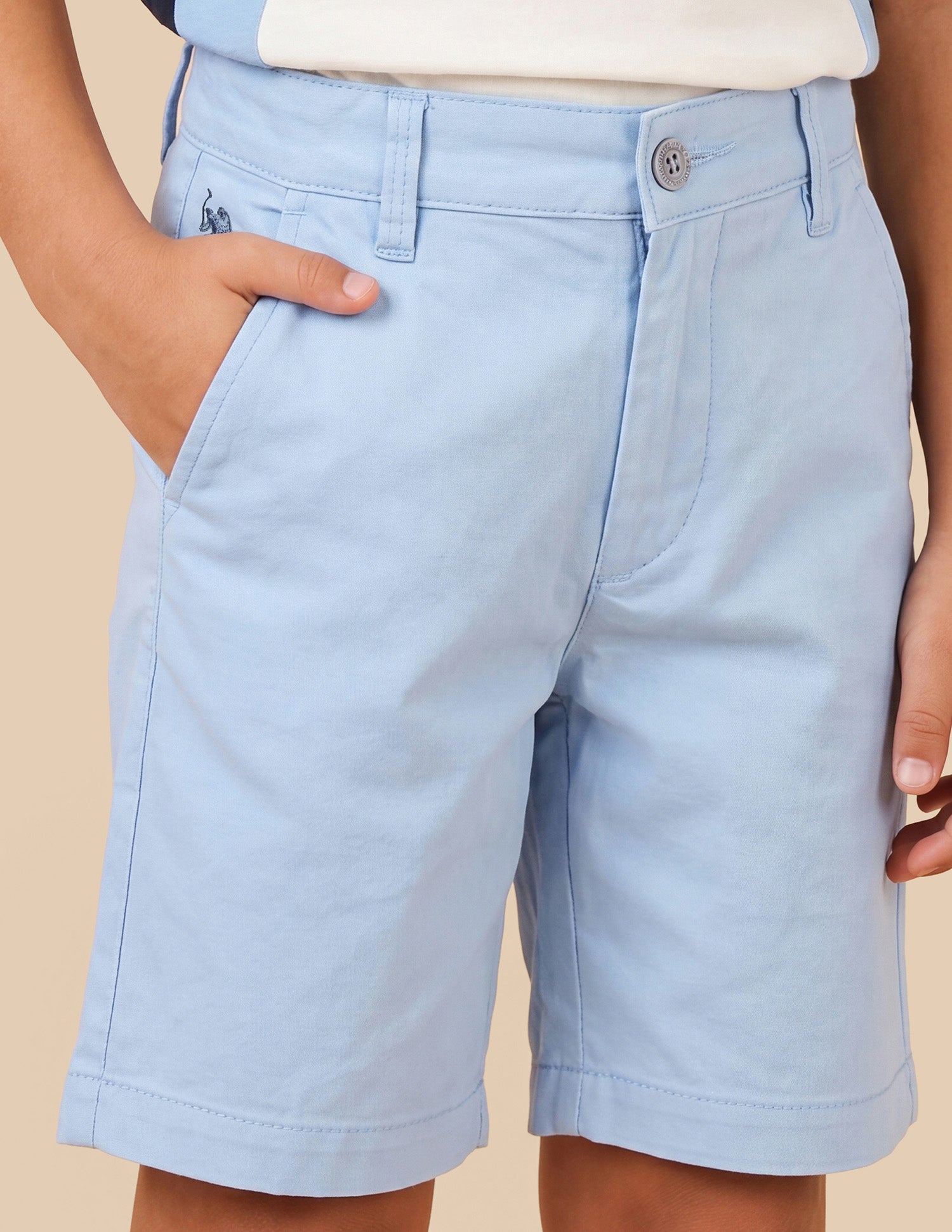Mid Rise Slim Fit Shorts Light Blue - U.S. Polo Assn. India | Large